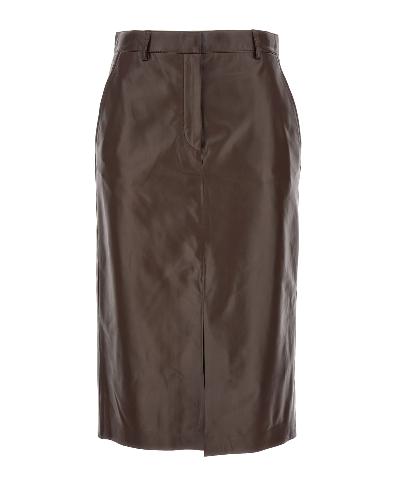Lanvin Leather Skirt - Brown