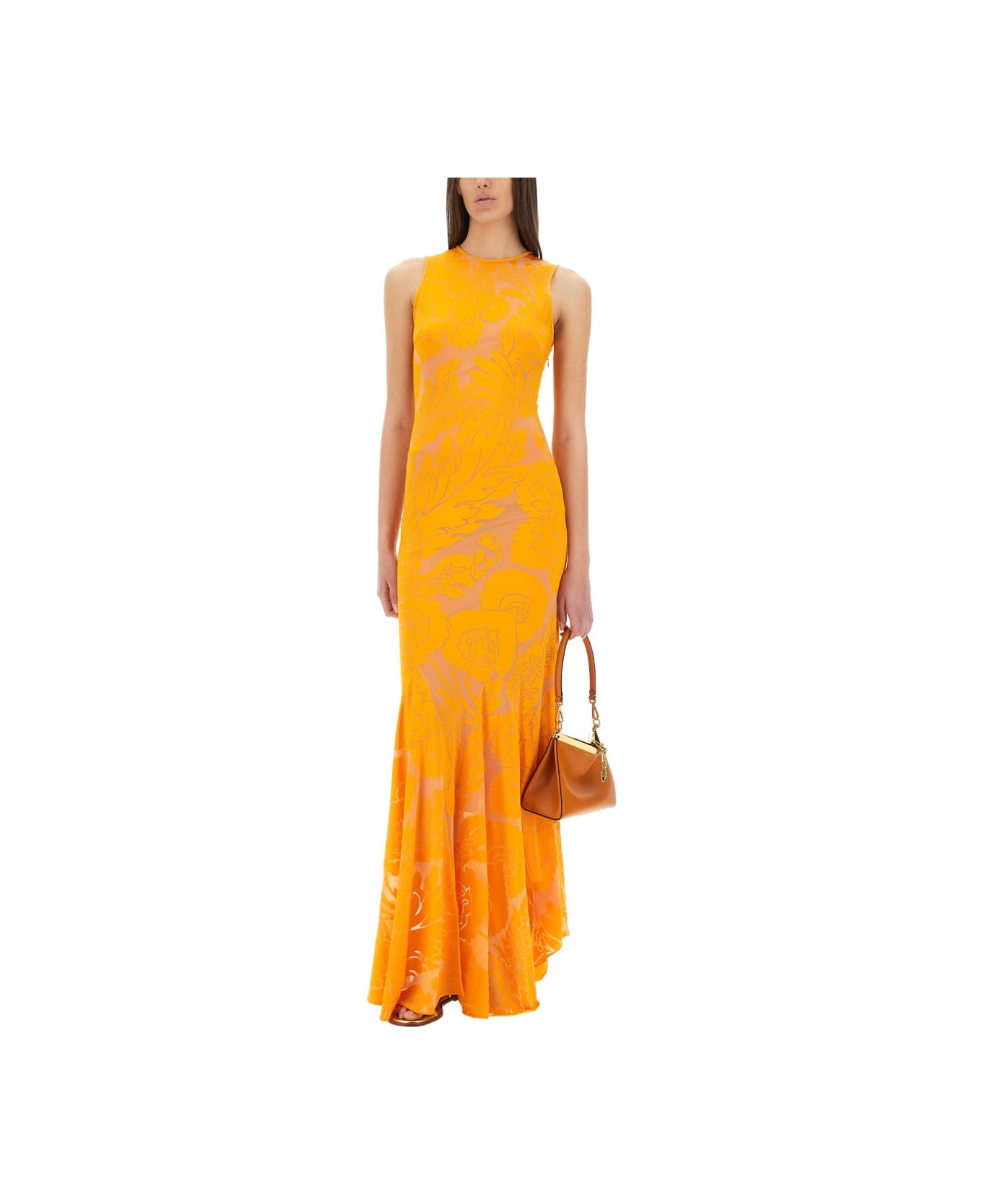 Etro Orange Long Dress - ORANGE
