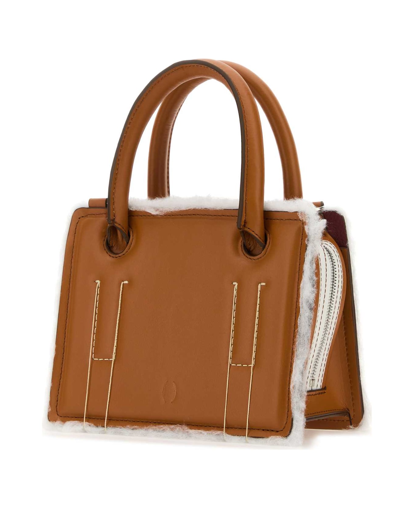 Dentro Brown Leather Mini Otto Handbag - BROWN
