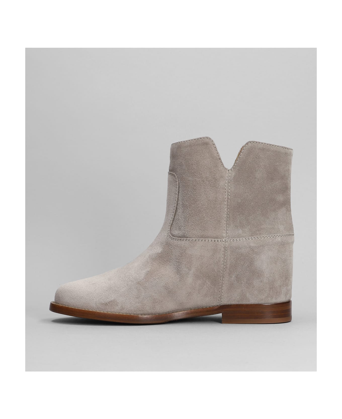 Via Roma 15 Ankle Boots Inside Wedge In Taupe Suede - taupe