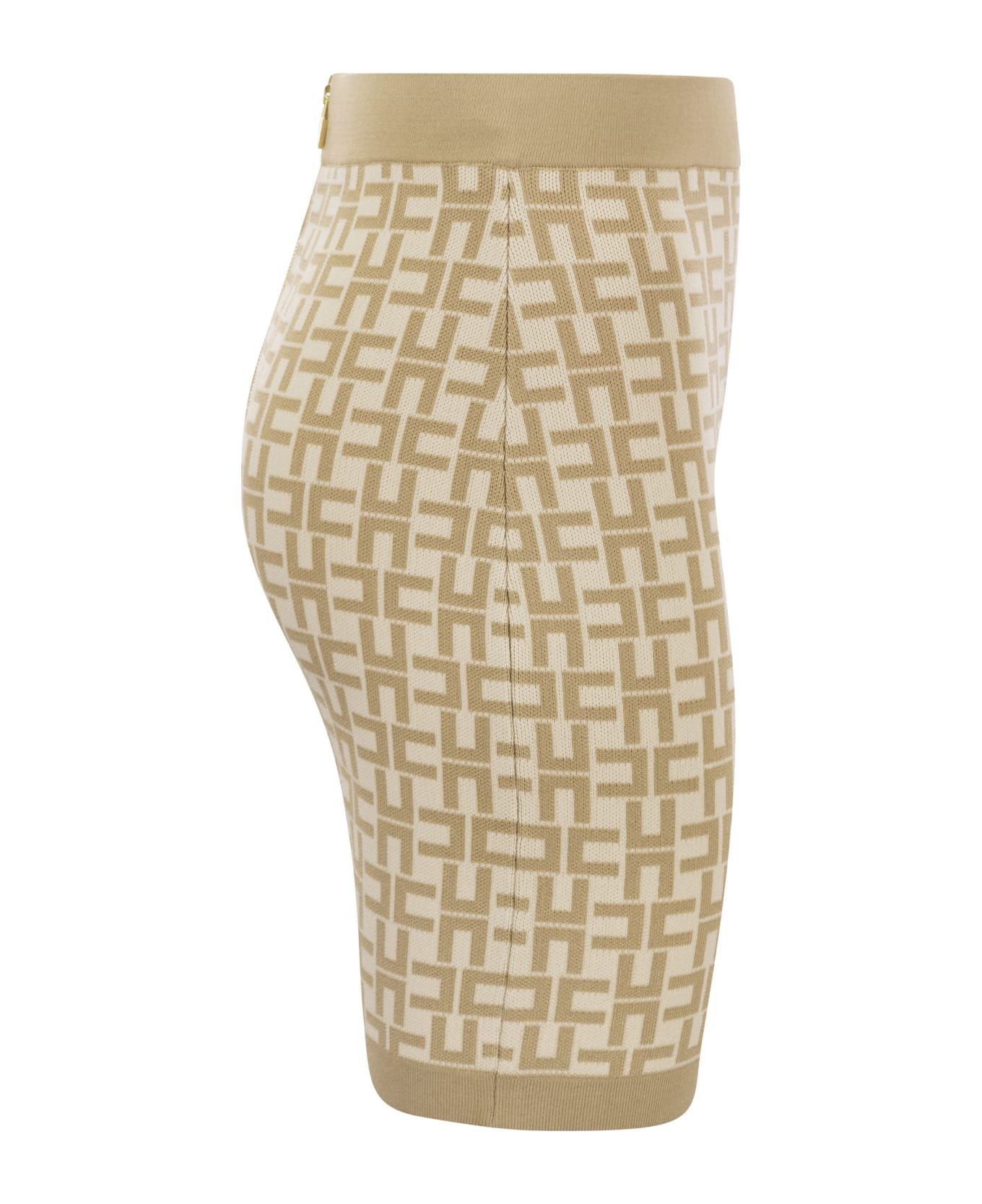 Elisabetta Franchi Jacquard Logo Skirt - Beige スカート
