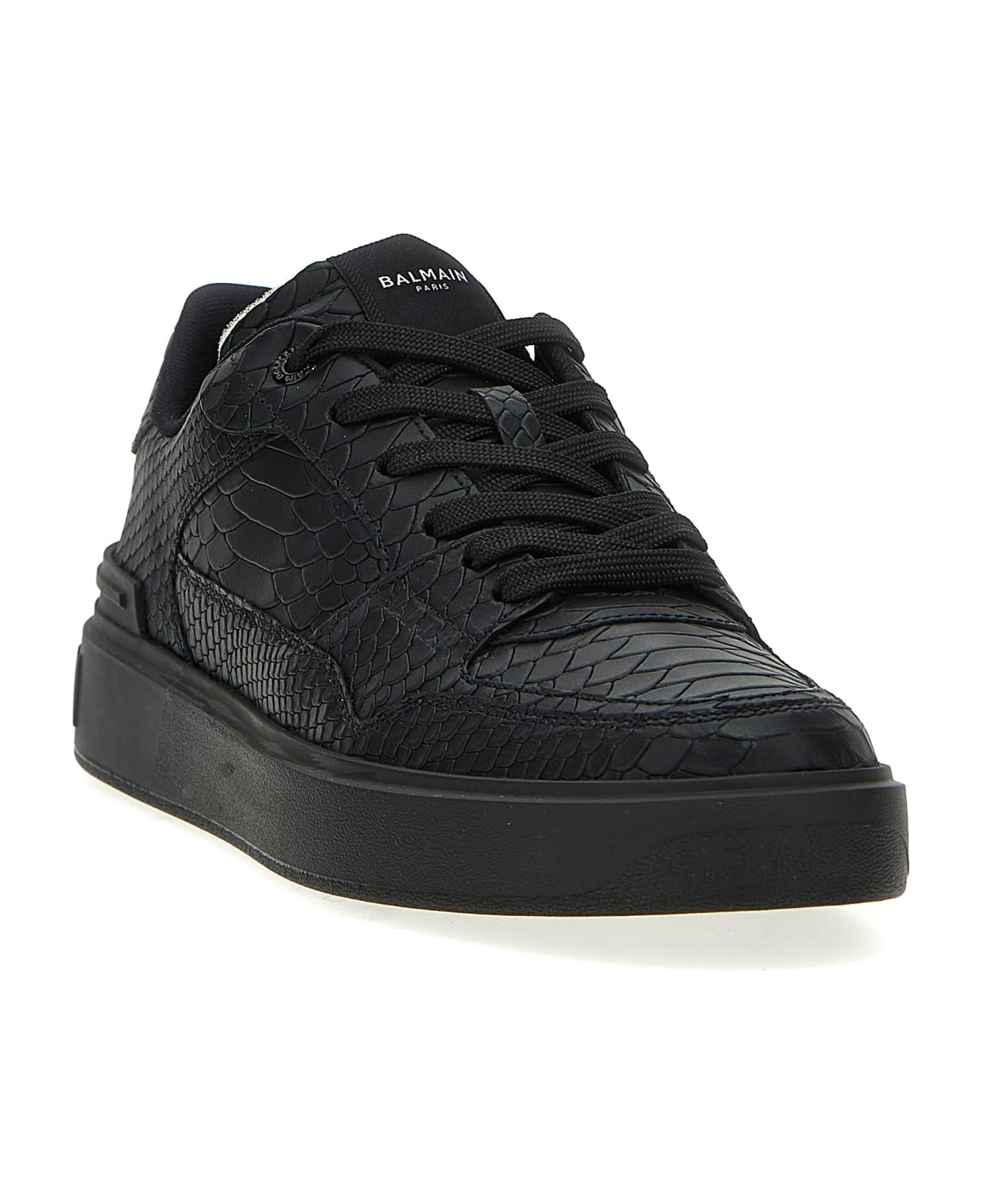 Balmain B-court Leather And Leather Sneakers - Black スニーカー