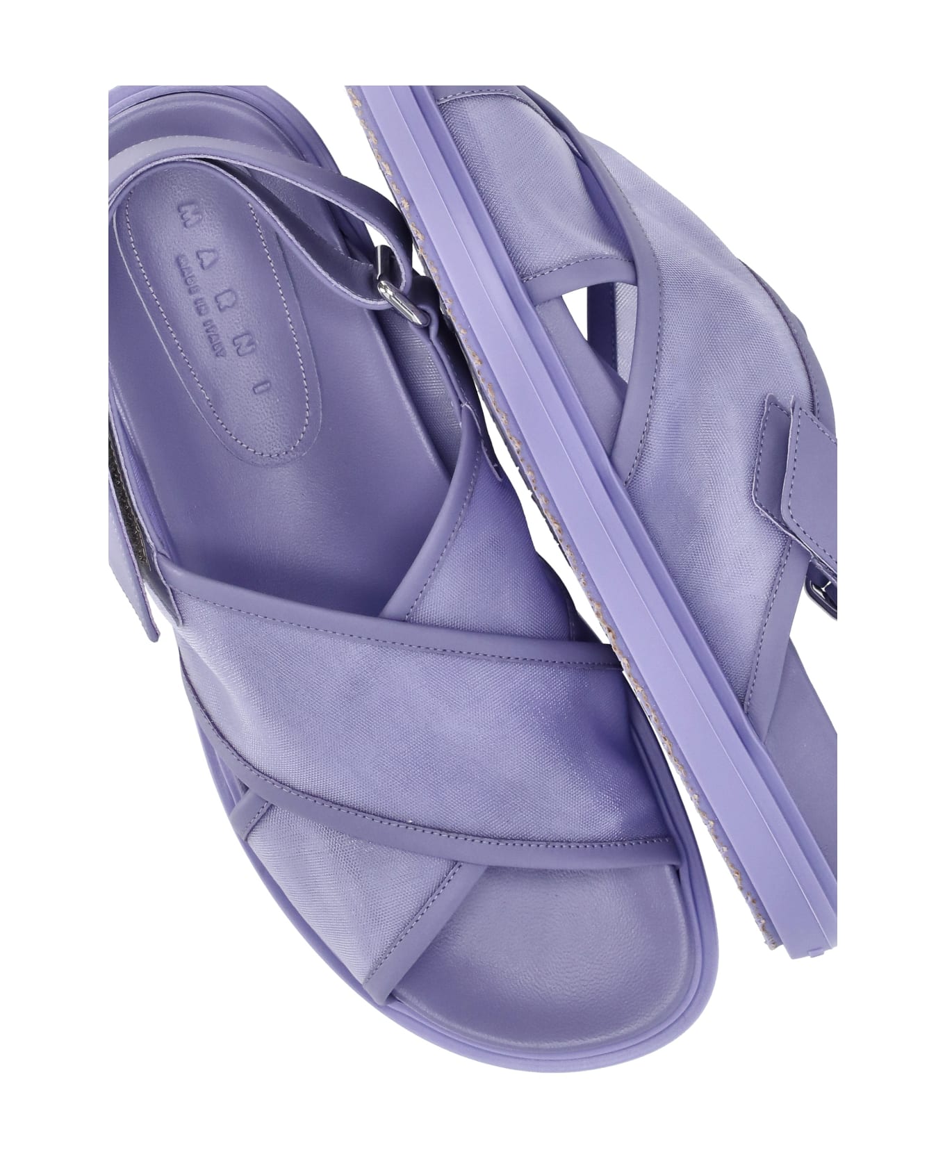 Marni Logoed Sandals - Purple フラットシューズ