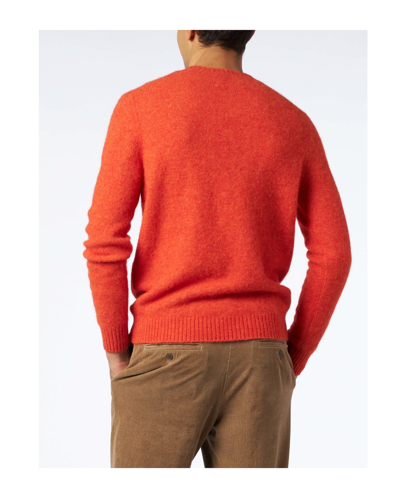 MC2 Saint Barth Man Orange Stretch Wool Sweater With St. Barth Embroidery - ORANGE