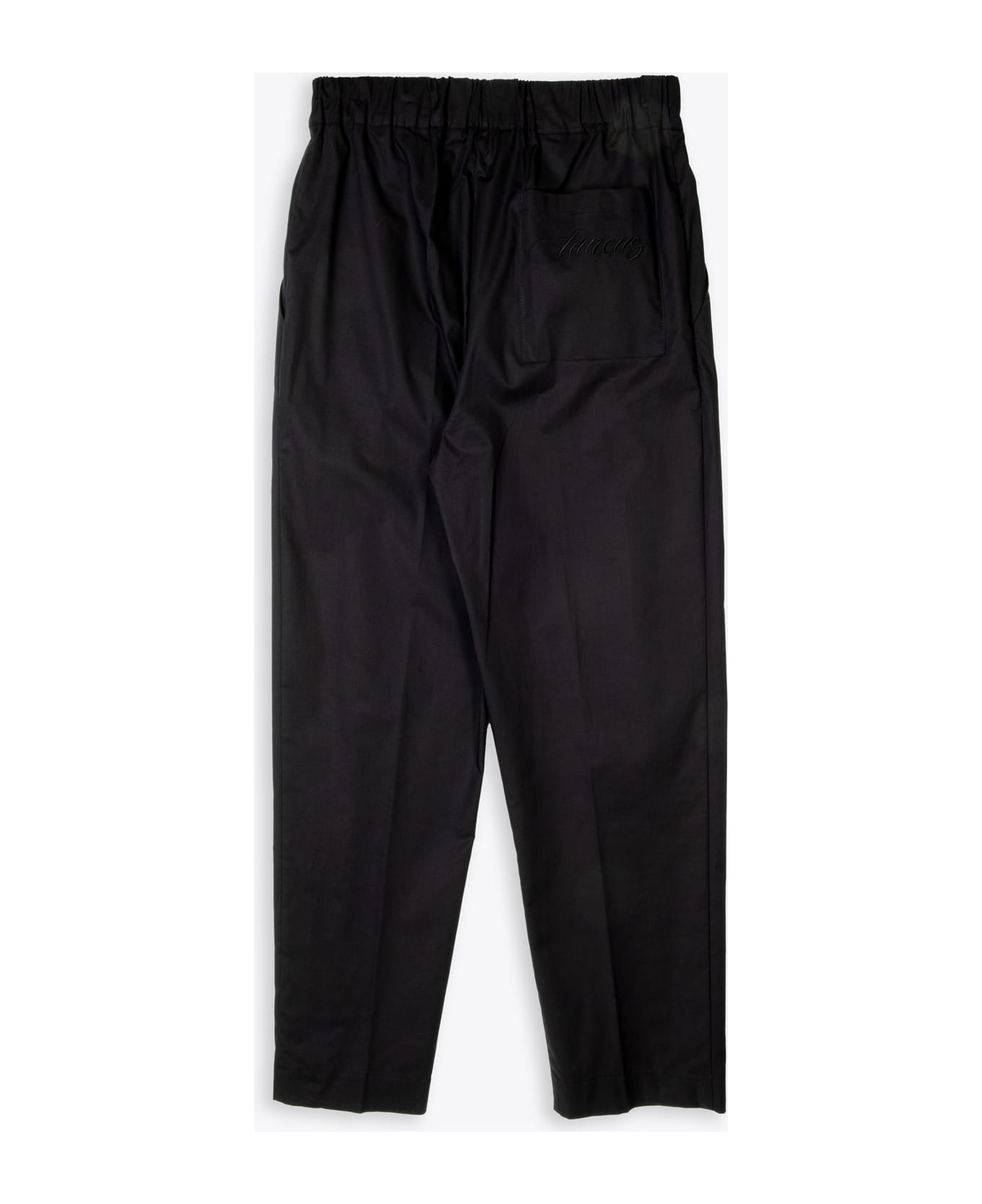 Laneus Baggie Unito Black poplin cotton pant with elastic waistband - Nero