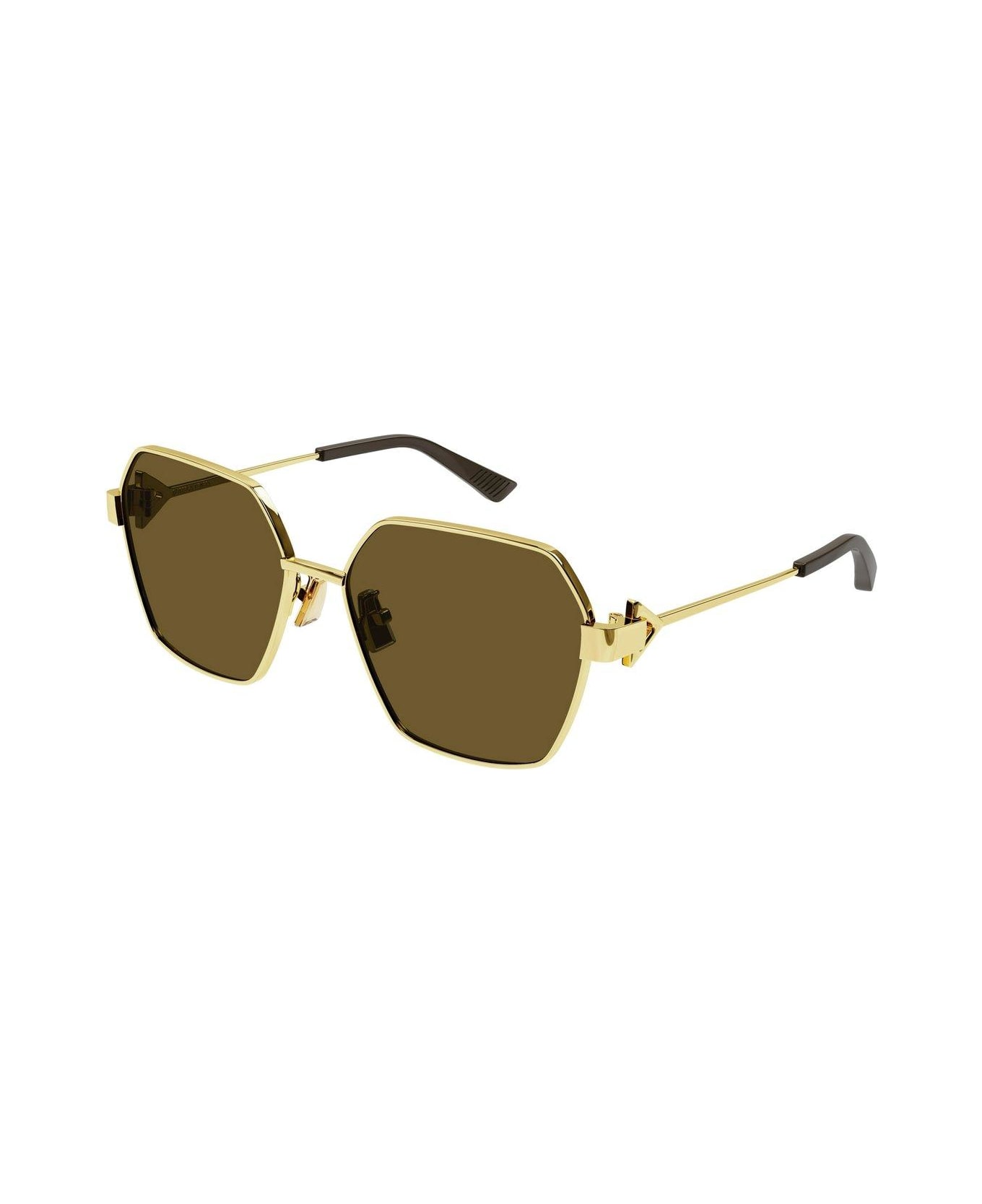 Bottega Veneta Eyewear Geometric Frame Sunglasses Sunglasses - 005 GOLD GOLD BROWN