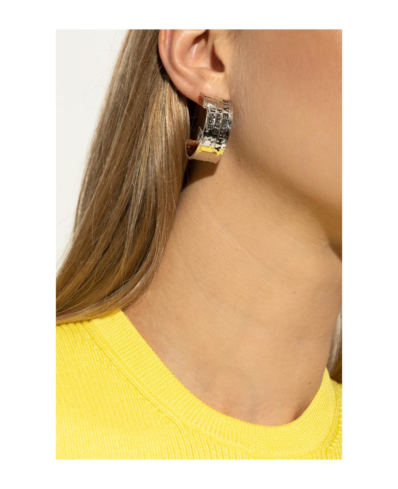 Givenchy Earrings With Engraved Logo - ANTIC SILVERY