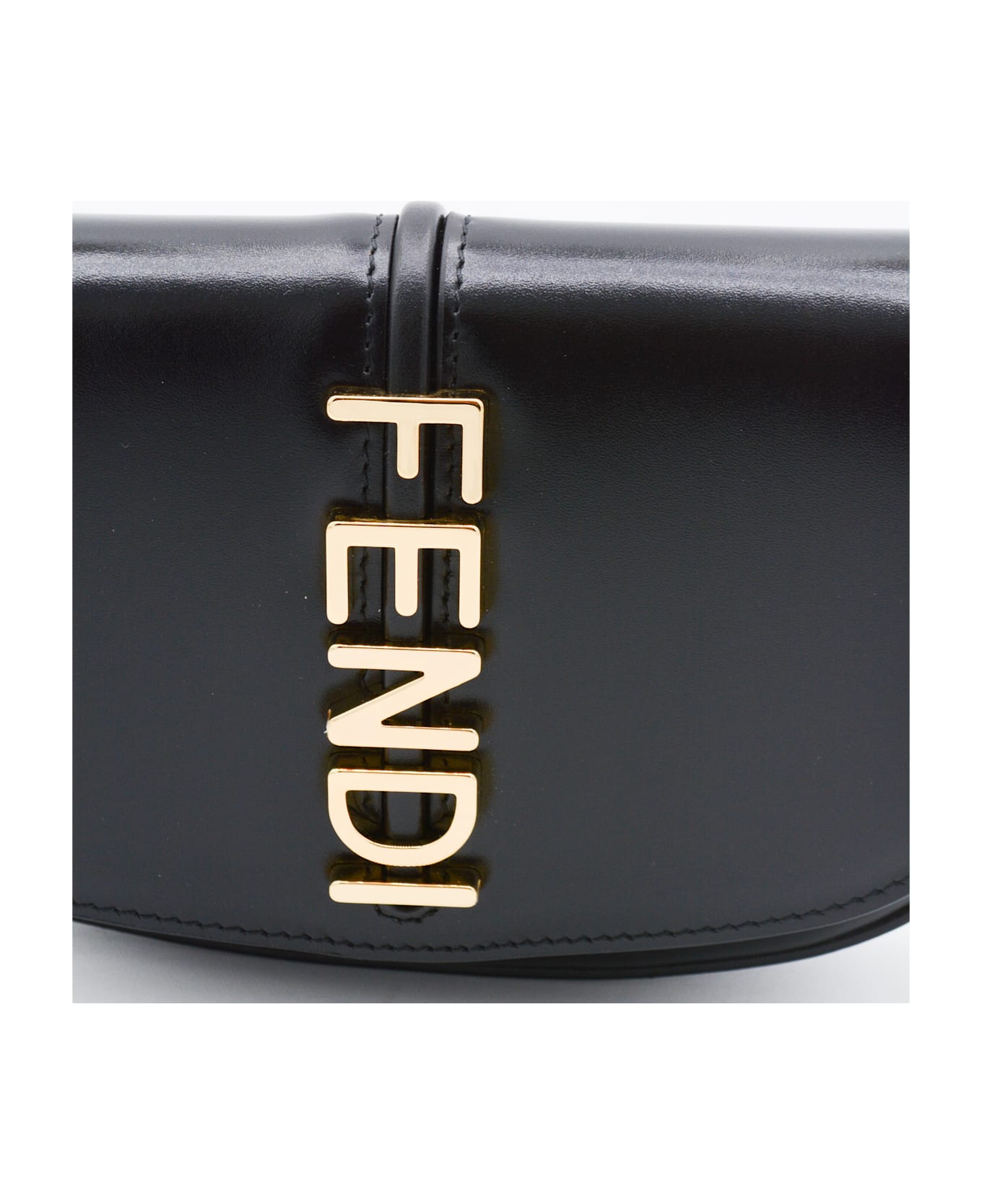 Fendi Black Leather Fendigraphy Mini Bag - Nero+oro soft