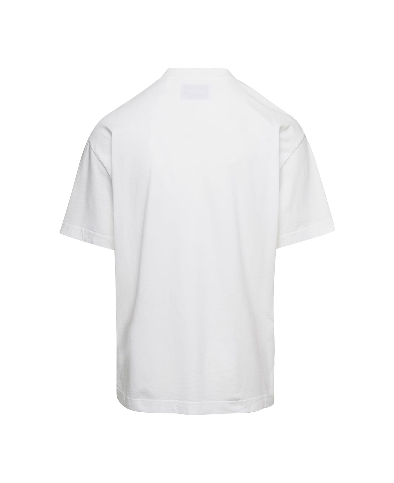 Bonsai White Crewneck T-shirt With Contrasting Logo Print In Cotton Man - White