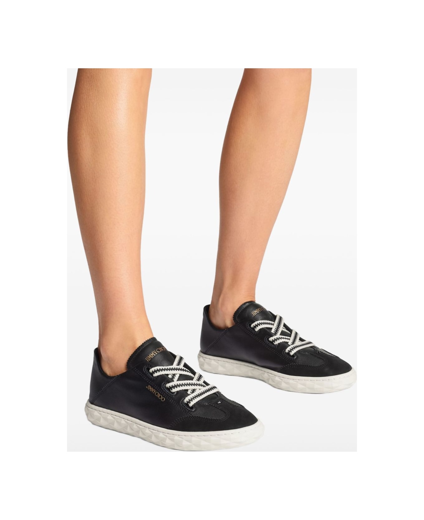 Jimmy Choo Diamond Light Leather Sneakers - Black