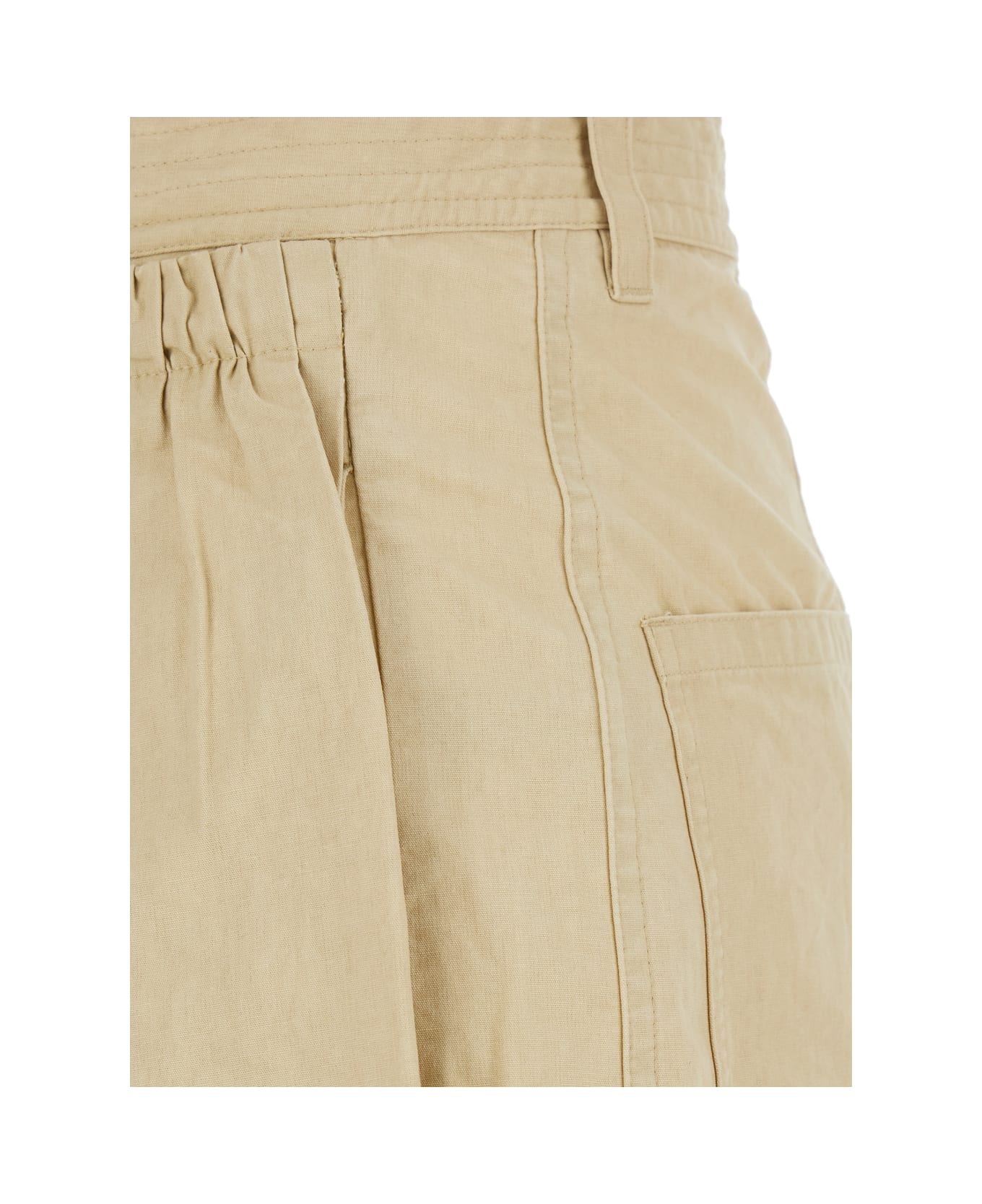 Isabel Marant 'inaya' Beige Pants With Elastic Waist And Drawstring In Cotton Woman - Beige