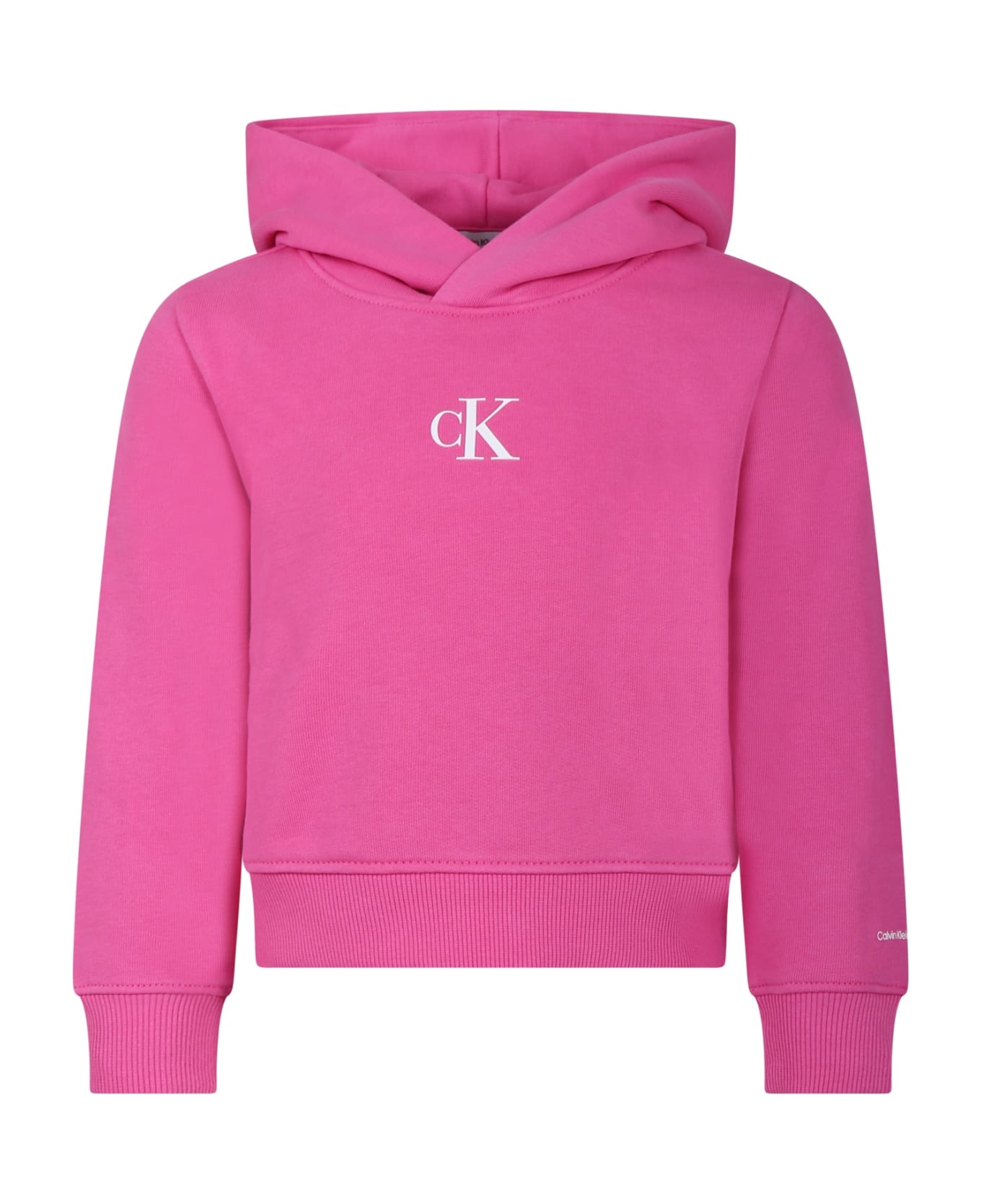 Calvin Klein Fuchsia Sweatshirt For Girl With Logo - Fuchsia ニットウェア＆スウェットシャツ