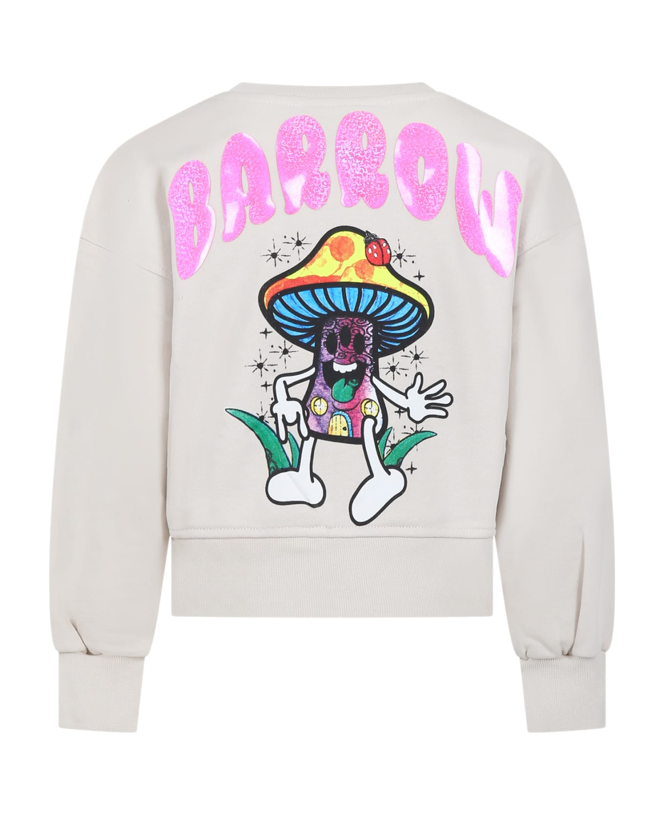 Barrow Ivory Sweatshirt For Girl With Logo And Smiley - Ivory