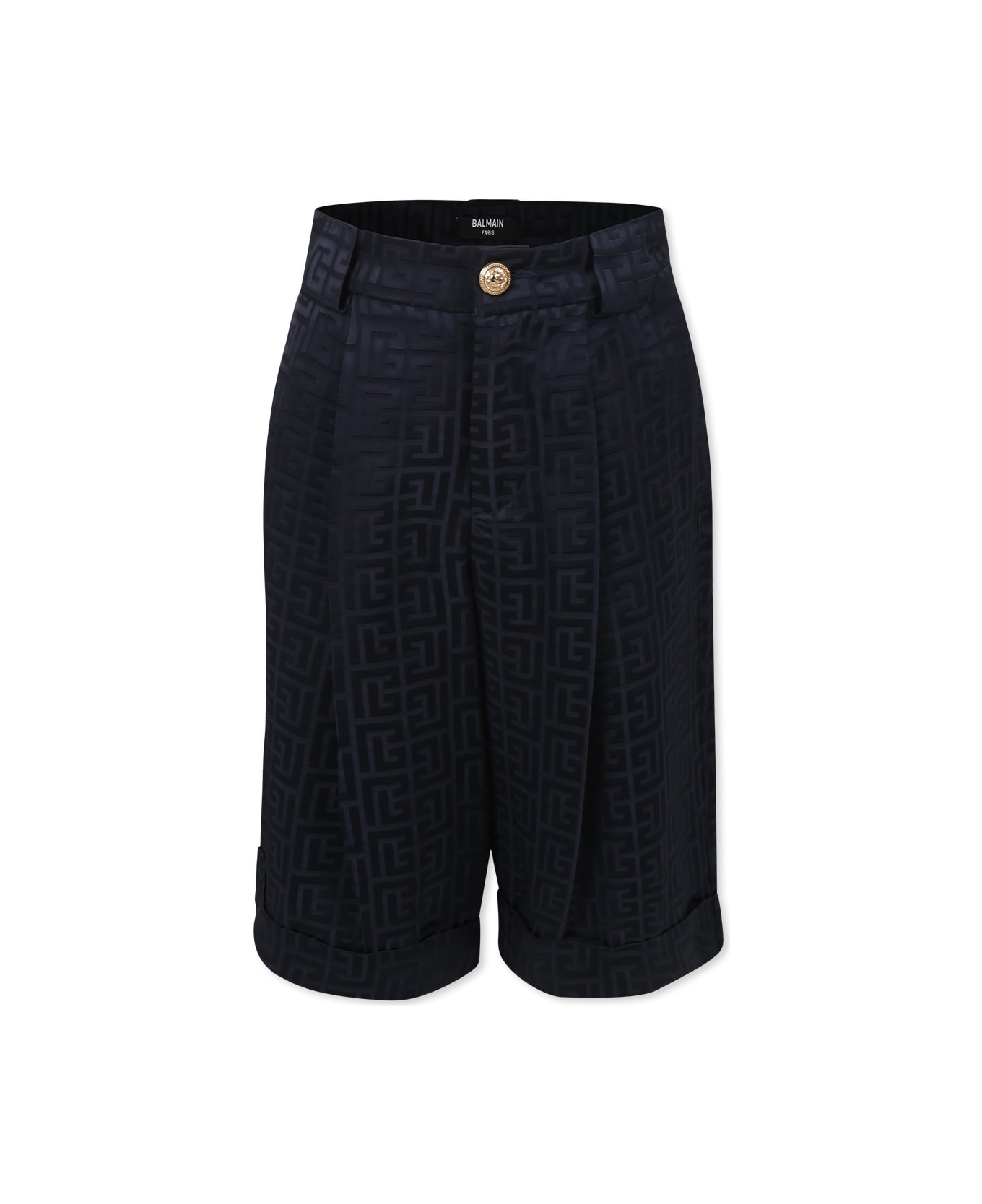 Balmain Blue Shorts For Boy With Maze - Blue