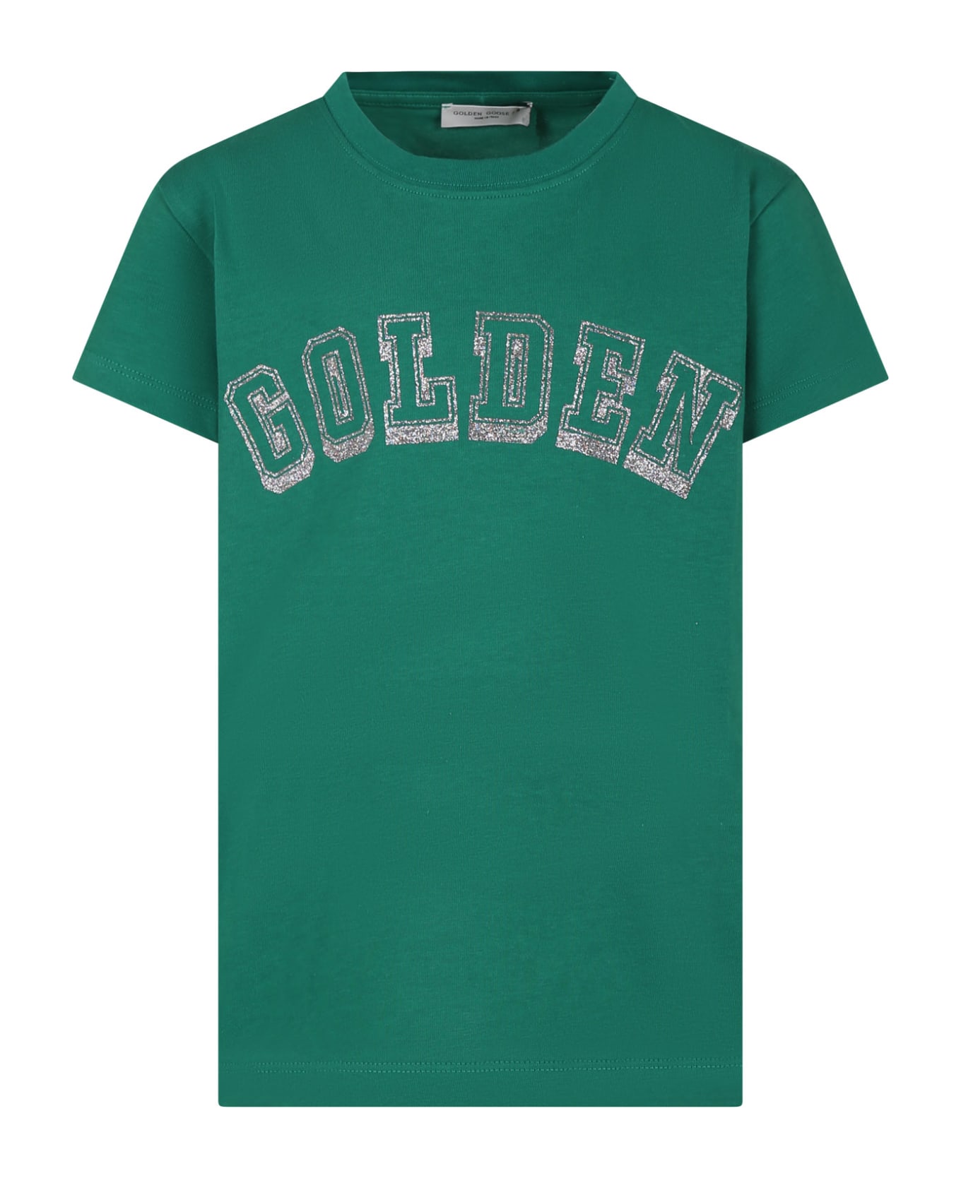 Golden Goose Green T-shirt For Kids With Logo - Green Tシャツ＆ポロシャツ