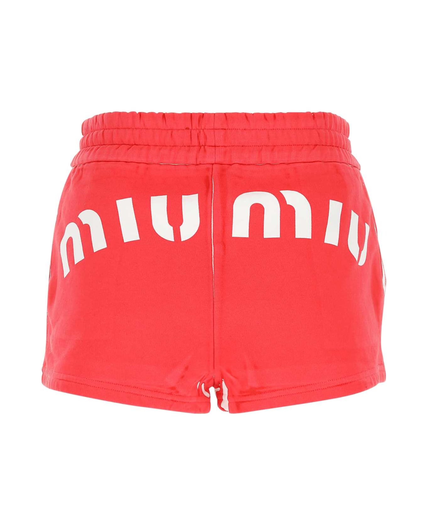 Miu Miu Red Cotton Shorts - ROSSO ショートパンツ