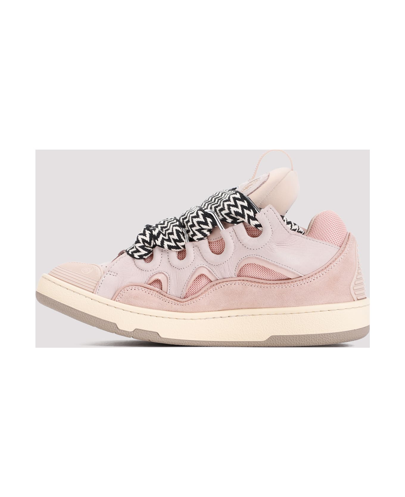 Lanvin Suede Leather Curb Sneakers - Pale Pink