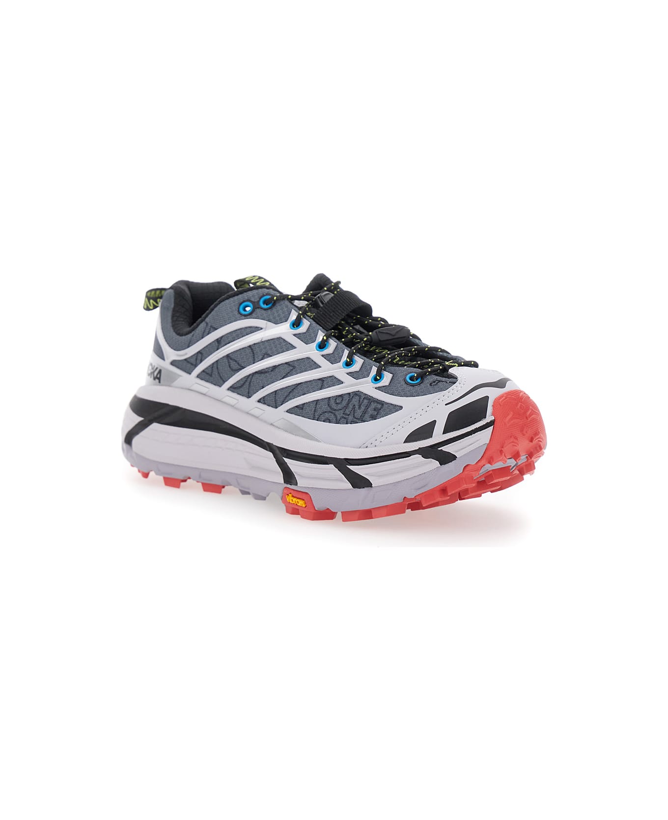 Hoka 'mafate' Grey Sneakers With Insert Design And Drawstring Closure In Synthetic Fiber Unisex - Grey