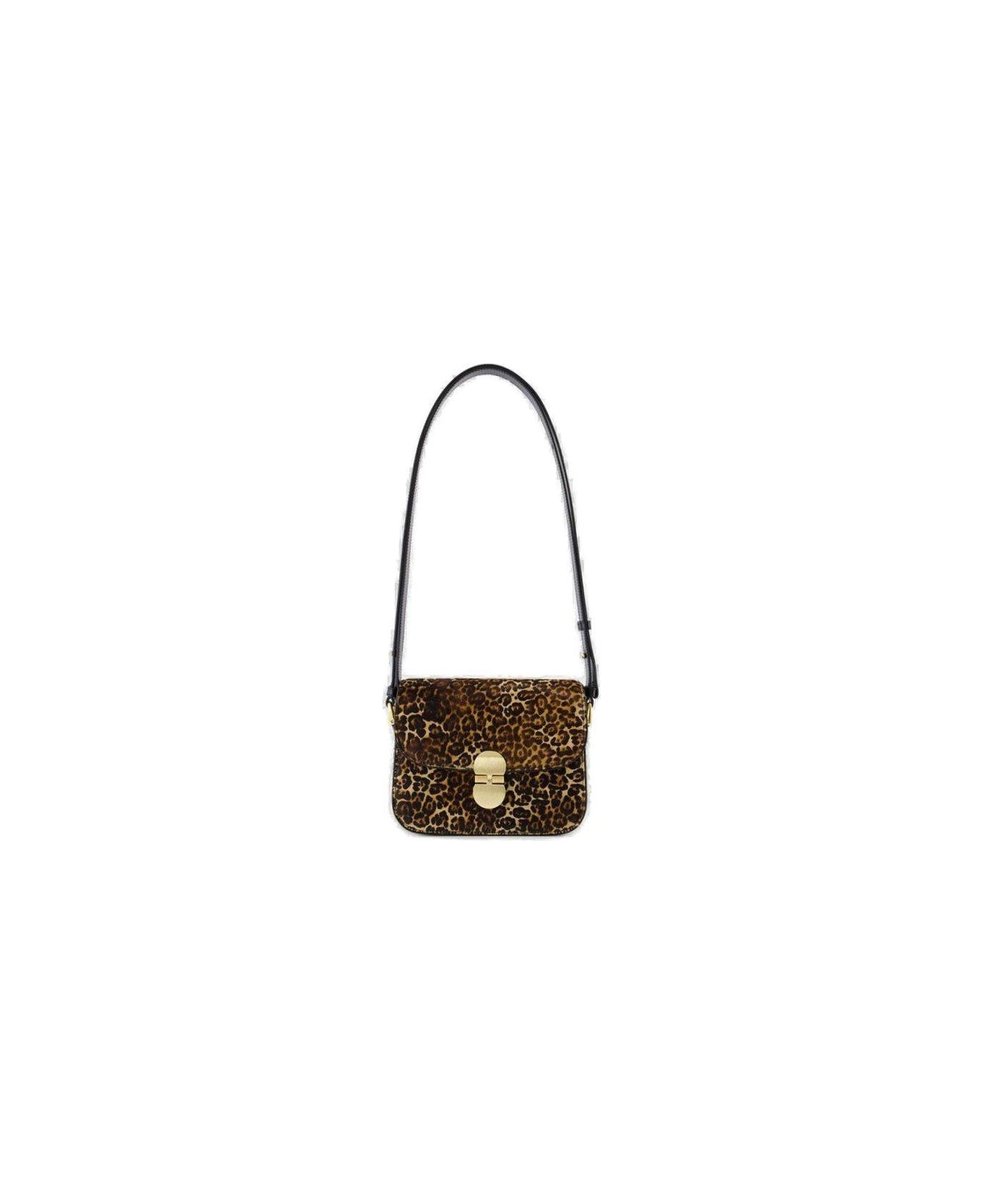 A.P.C. Leopard Printed Small Shoulder Bag - Nero