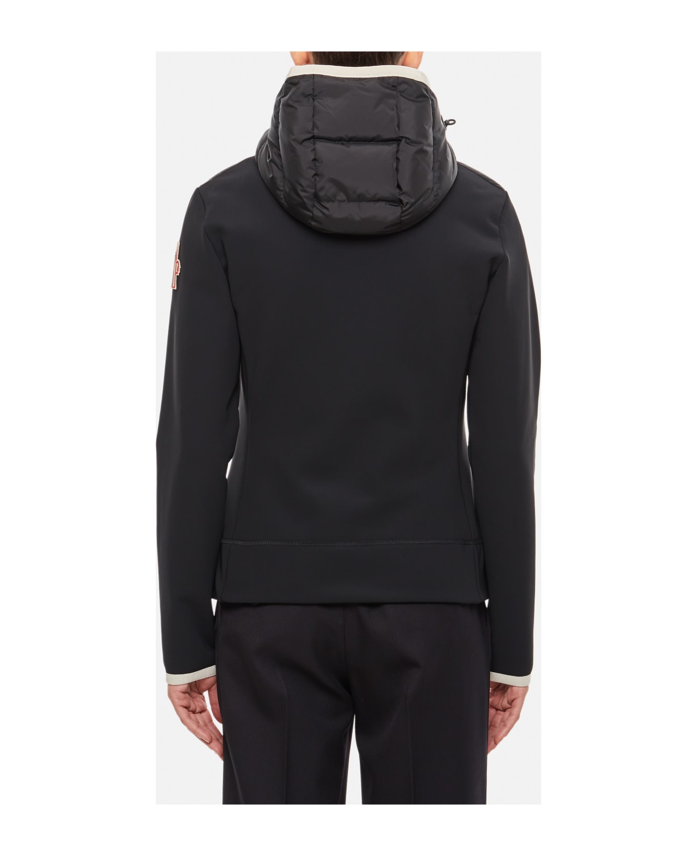 MONCLER Size L Black Mixed Fabrics Down Filled Zip Up Jacket