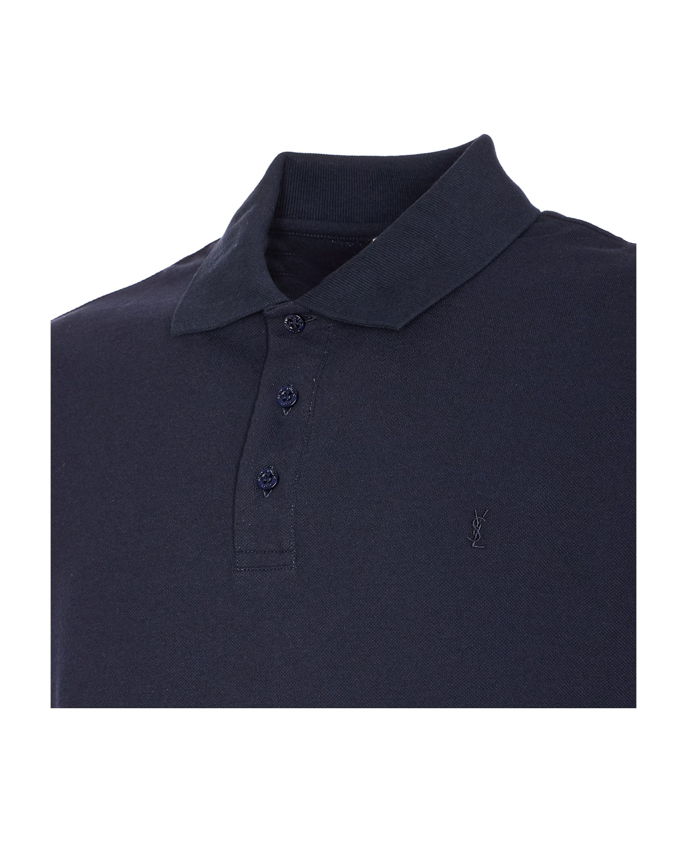 Saint Laurent Cassandre Polo Shirt In Pique' - MARINE