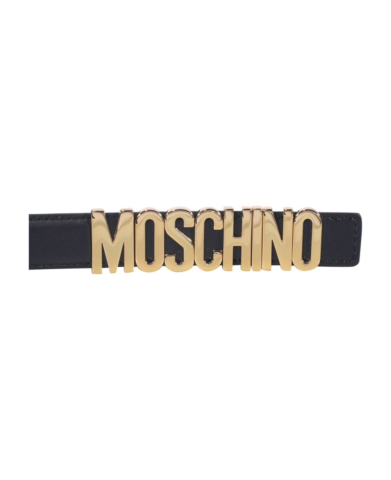 Moschino Logo Plaque Buckle Belt - Nero