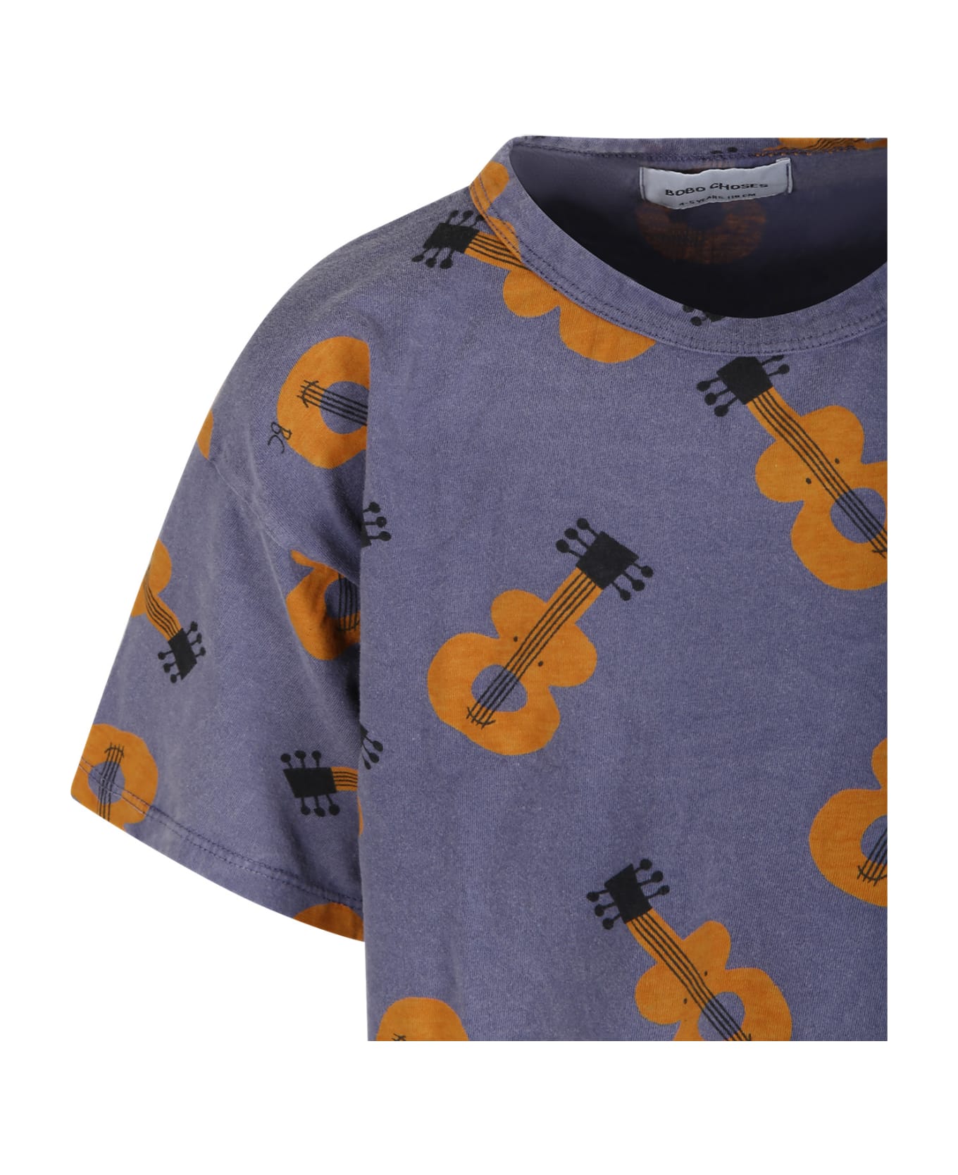 Bobo Choses Purple T-shirt For Kids With Guitars - Violet