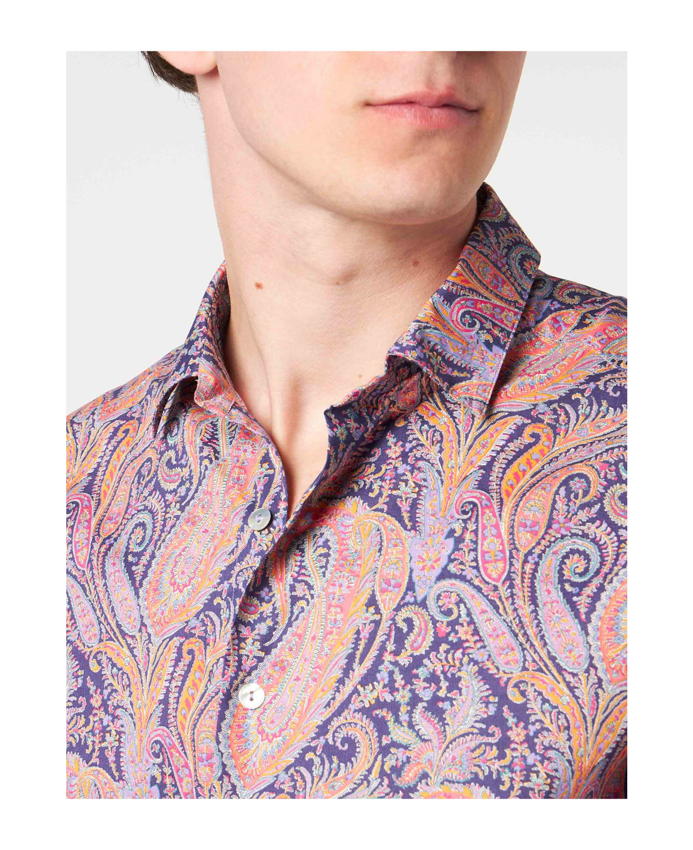 MC2 Saint Barth Man Muslin Cotton Sikelia Shirt With Paisley Print | Made With Liberty Fabric - ORANGE シャツ