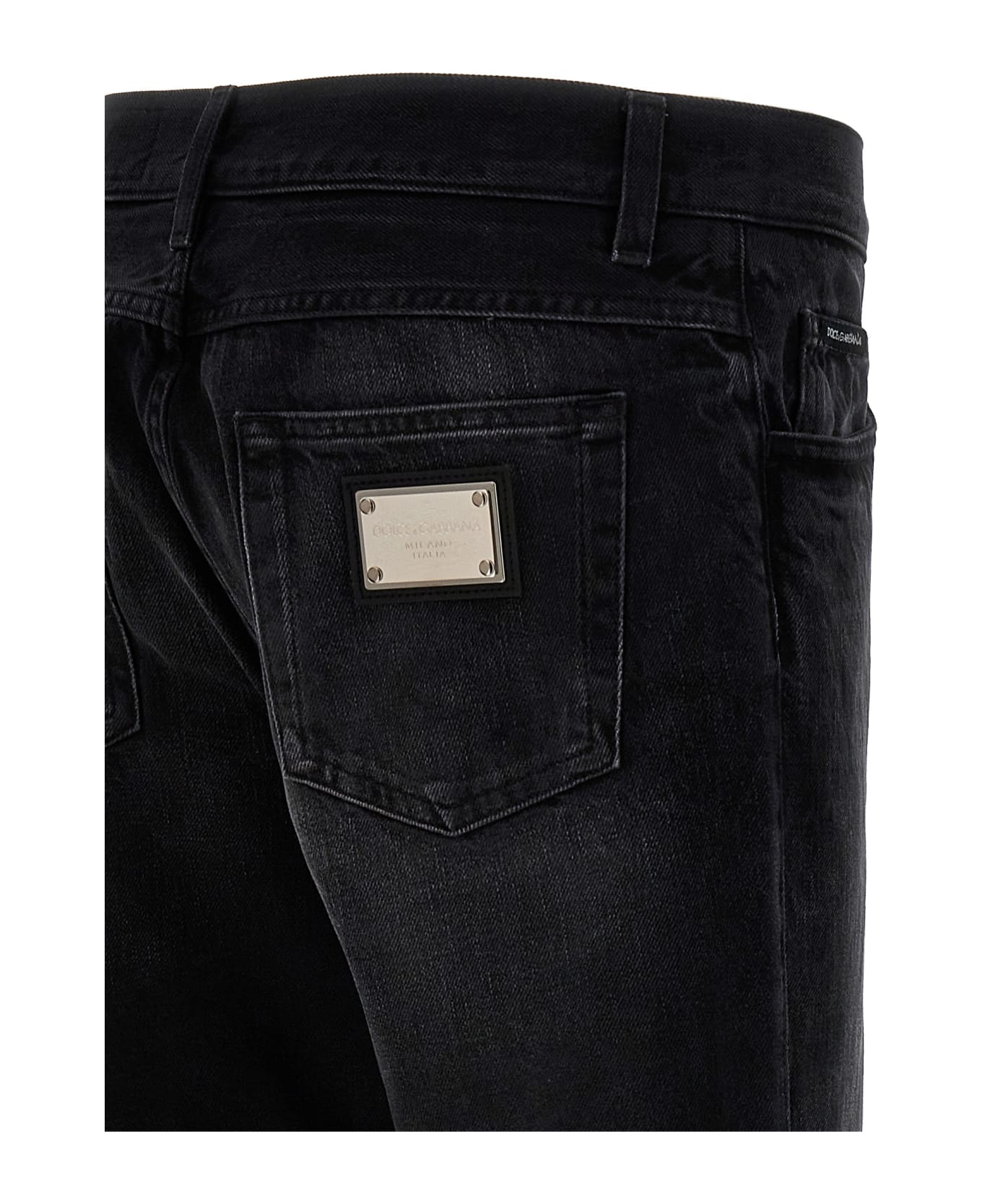 Dolce with & Gabbana Logo Plaque Jeans - Black  