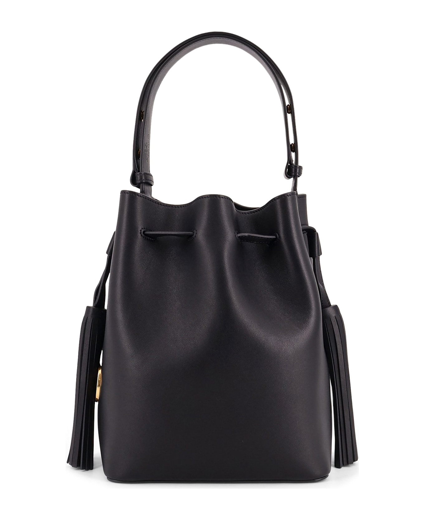 Valentino Garavani So Seau Leather Bucket Bag With Meatl Vlogo - Black