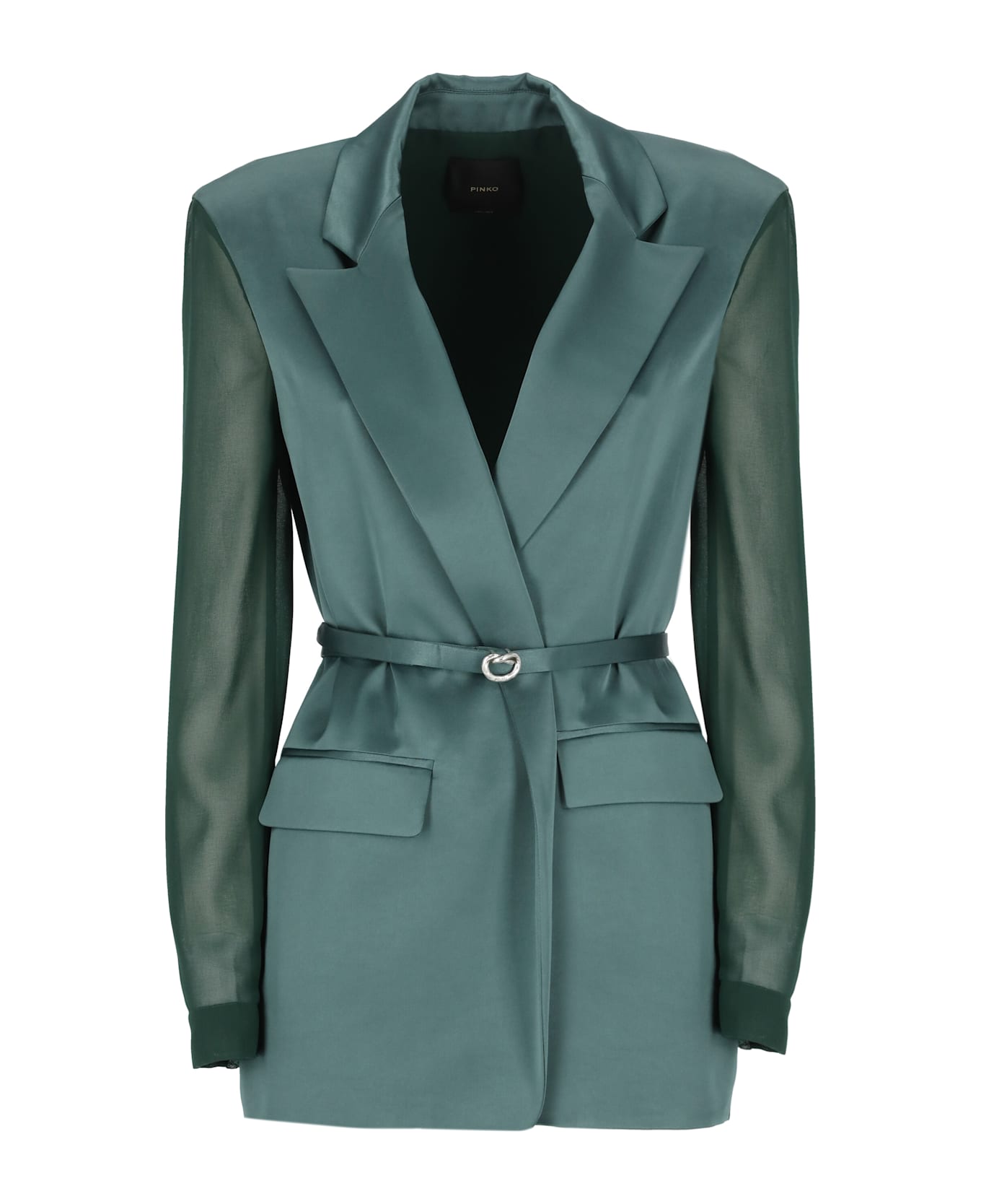 Pinko Gagny Satin Georgette Jacket - A Bottle Green