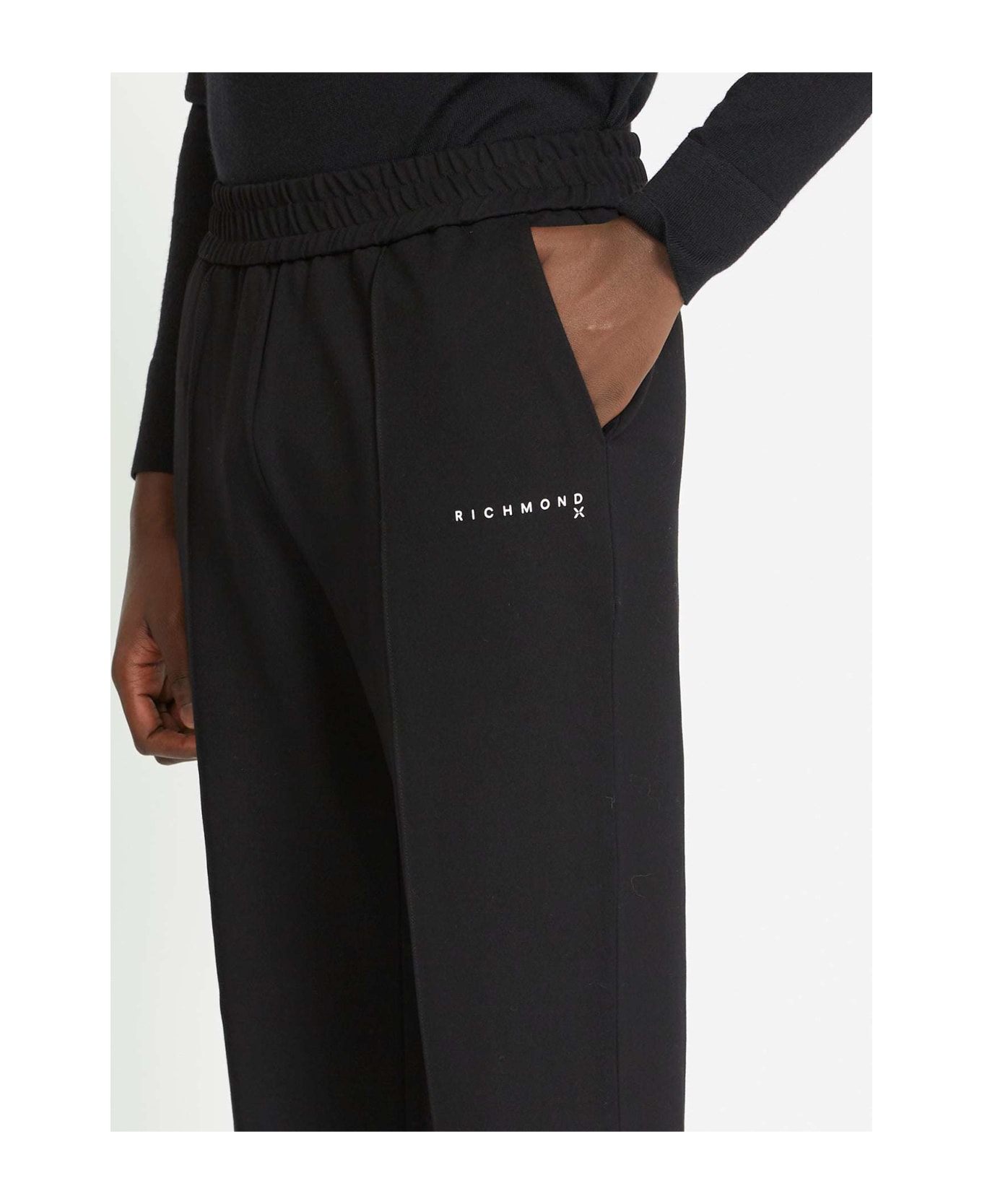 John Richmond Trousers With Logo On The Front - Nero