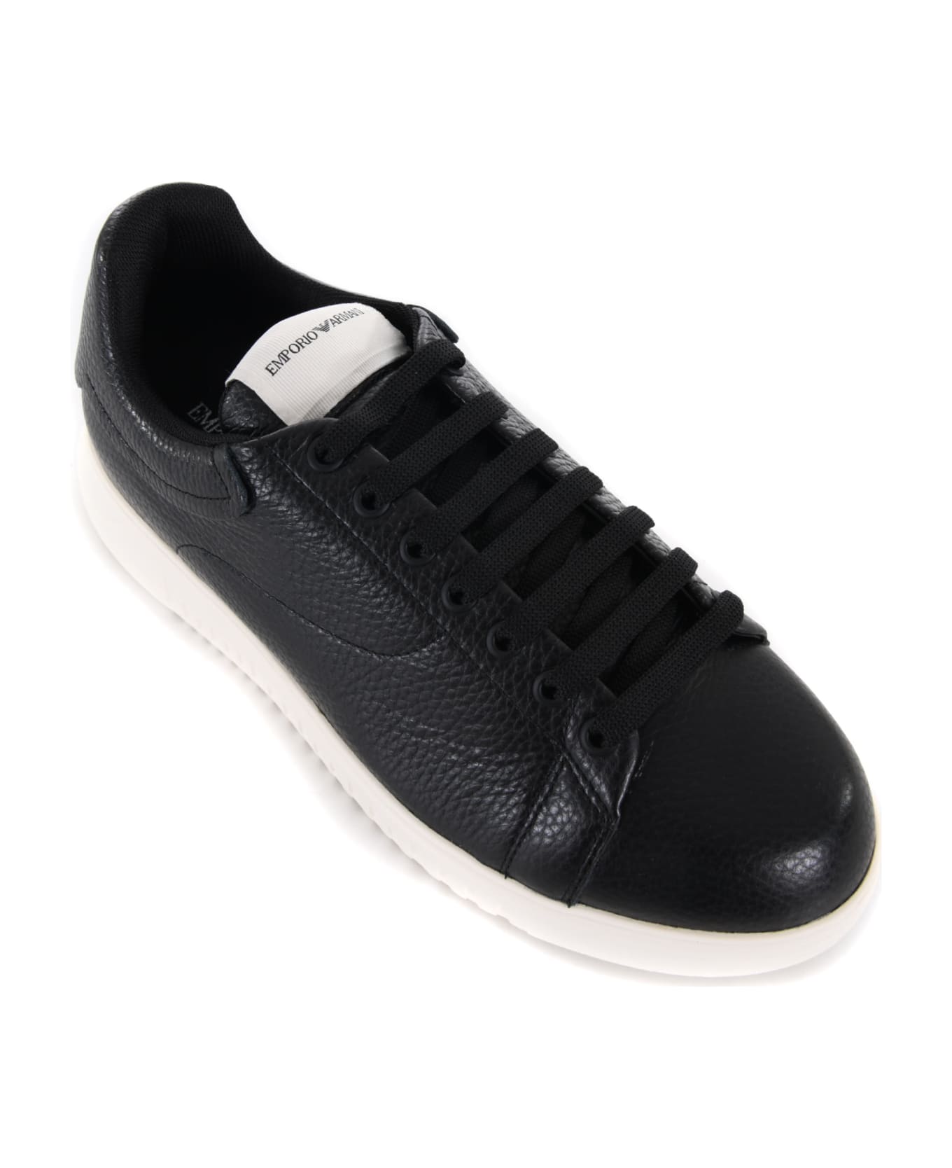 Emporio Armani Leather Sneakers - Nero