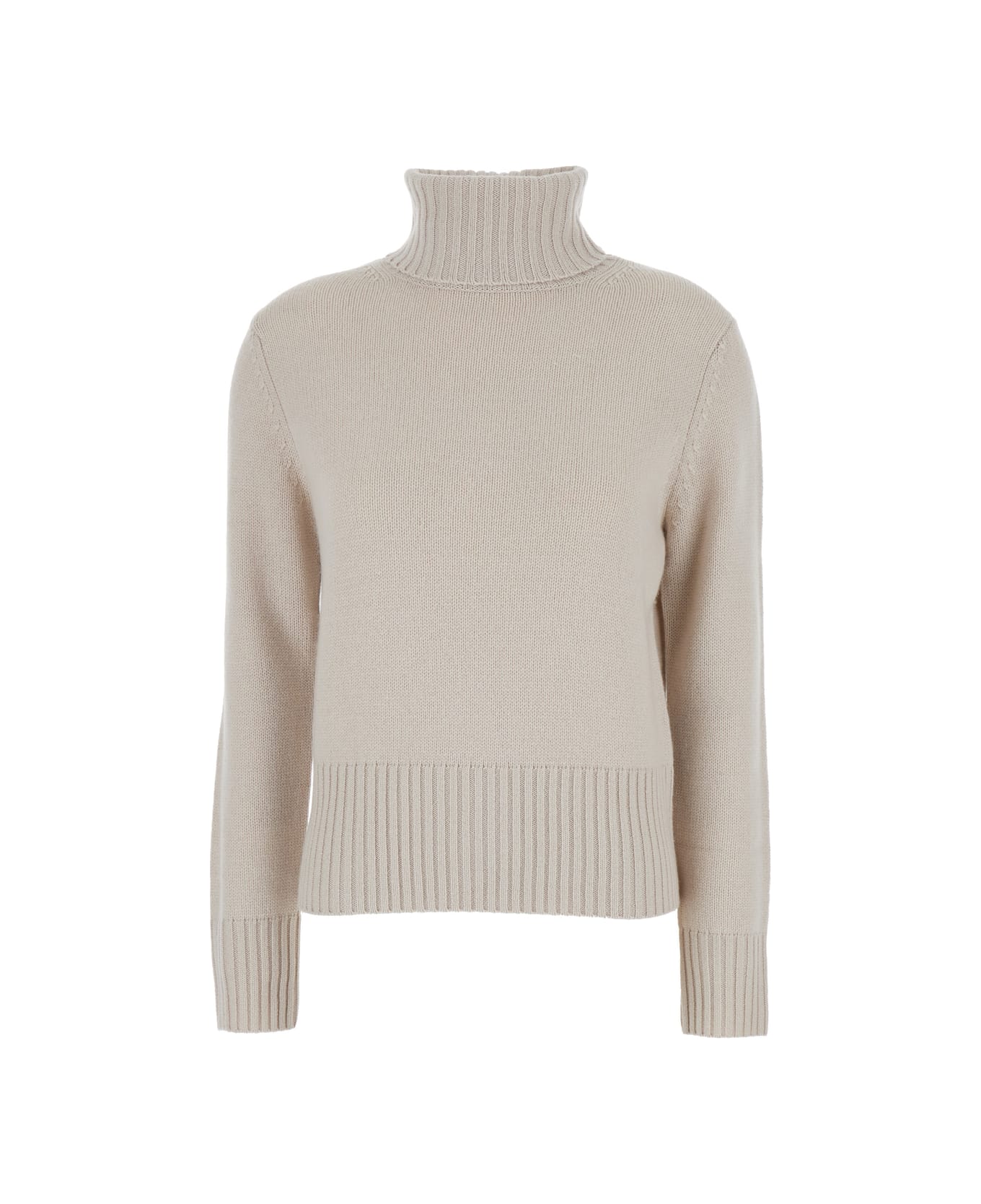 Allude Beige High Neck Sweater In Wool And Cashmere Woman - Beige