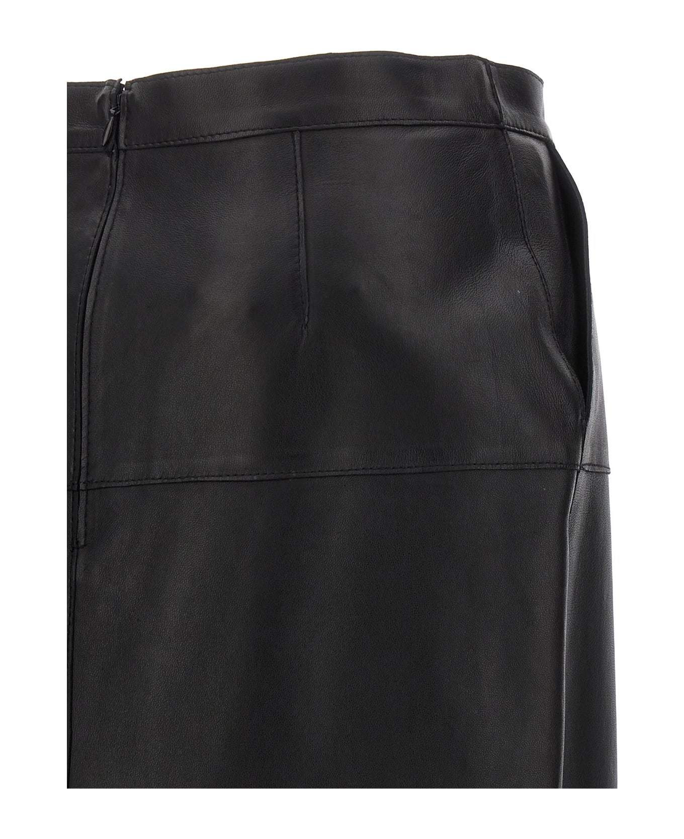 Parosh Leather Skirt - Black   スカート