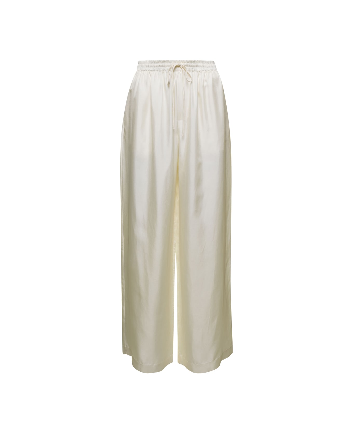 Róhe White Wide Leg Trousers In Silk Woman - Beige ボトムス