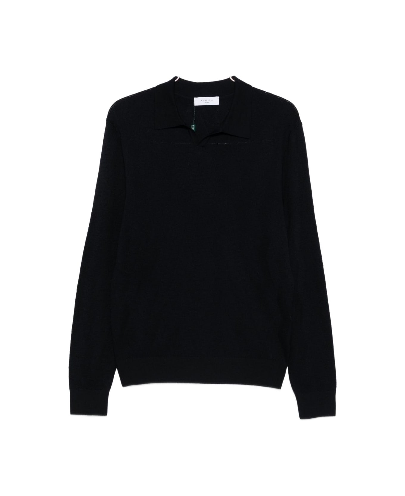 Boglioli Wool Polo-neck T-shirt - Black