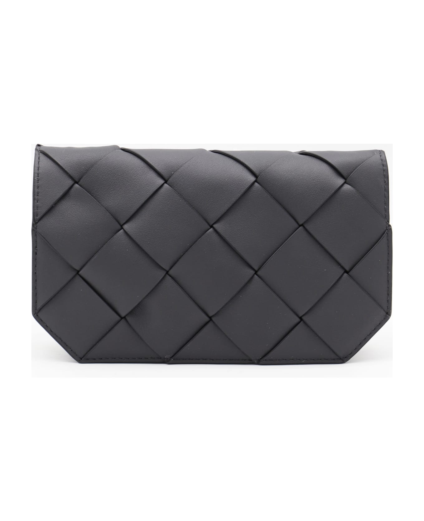 Bottega Veneta Dark Grey Leather Diago Pouch - ARDOISE-SILVER