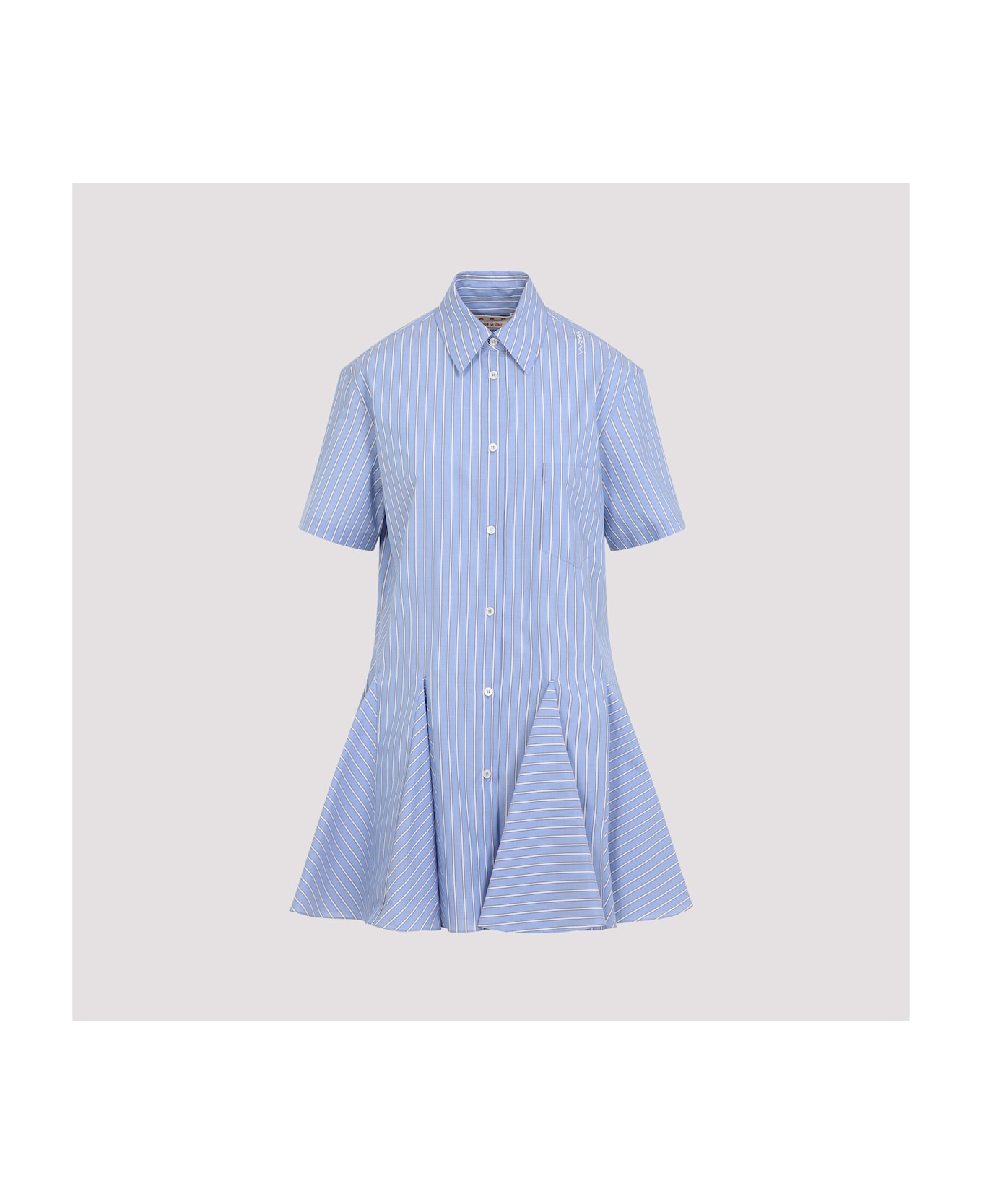 Marni Light Blue Cotton Mini Dress - Blue China