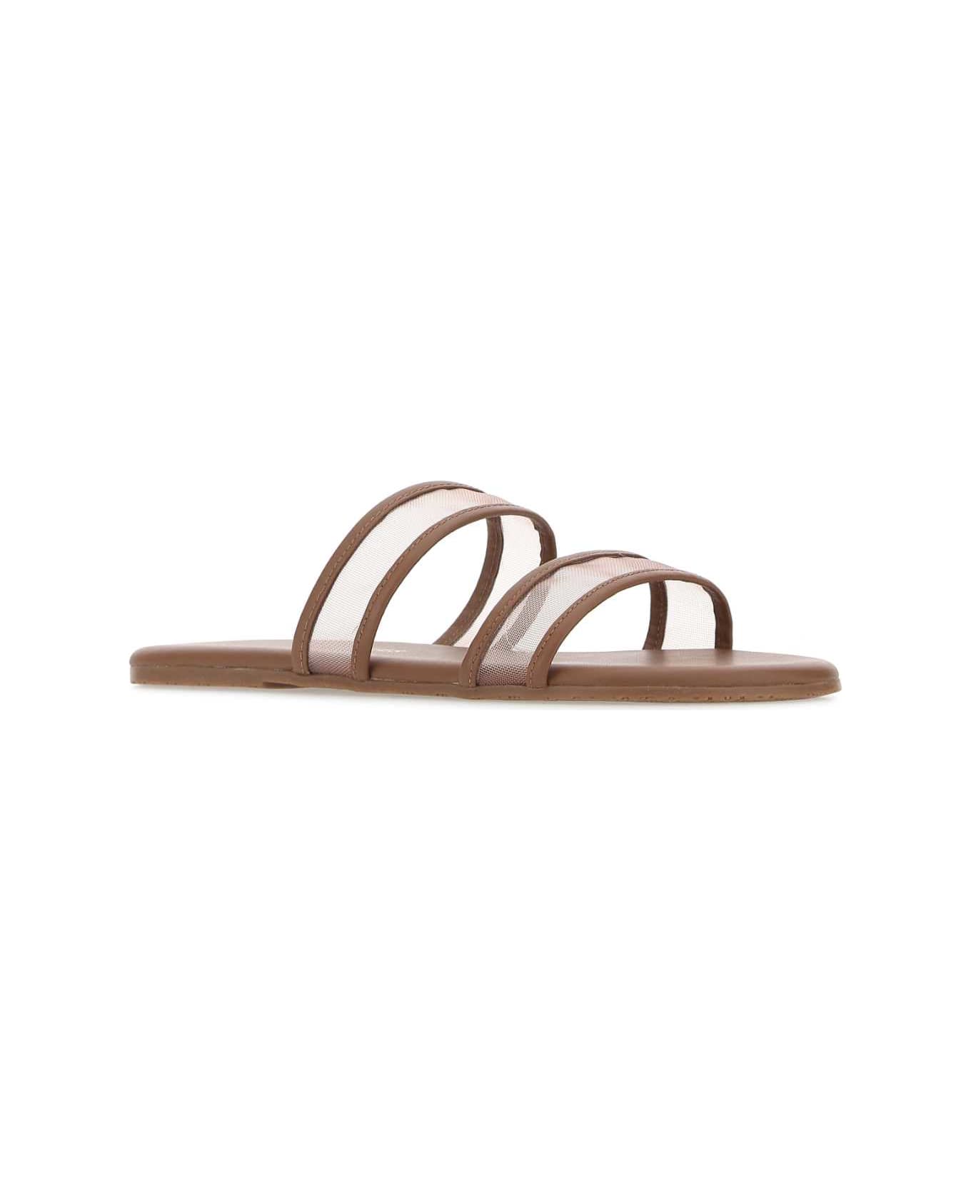 Tkees Brown Leather Viv Slippers - HEAT WAVE