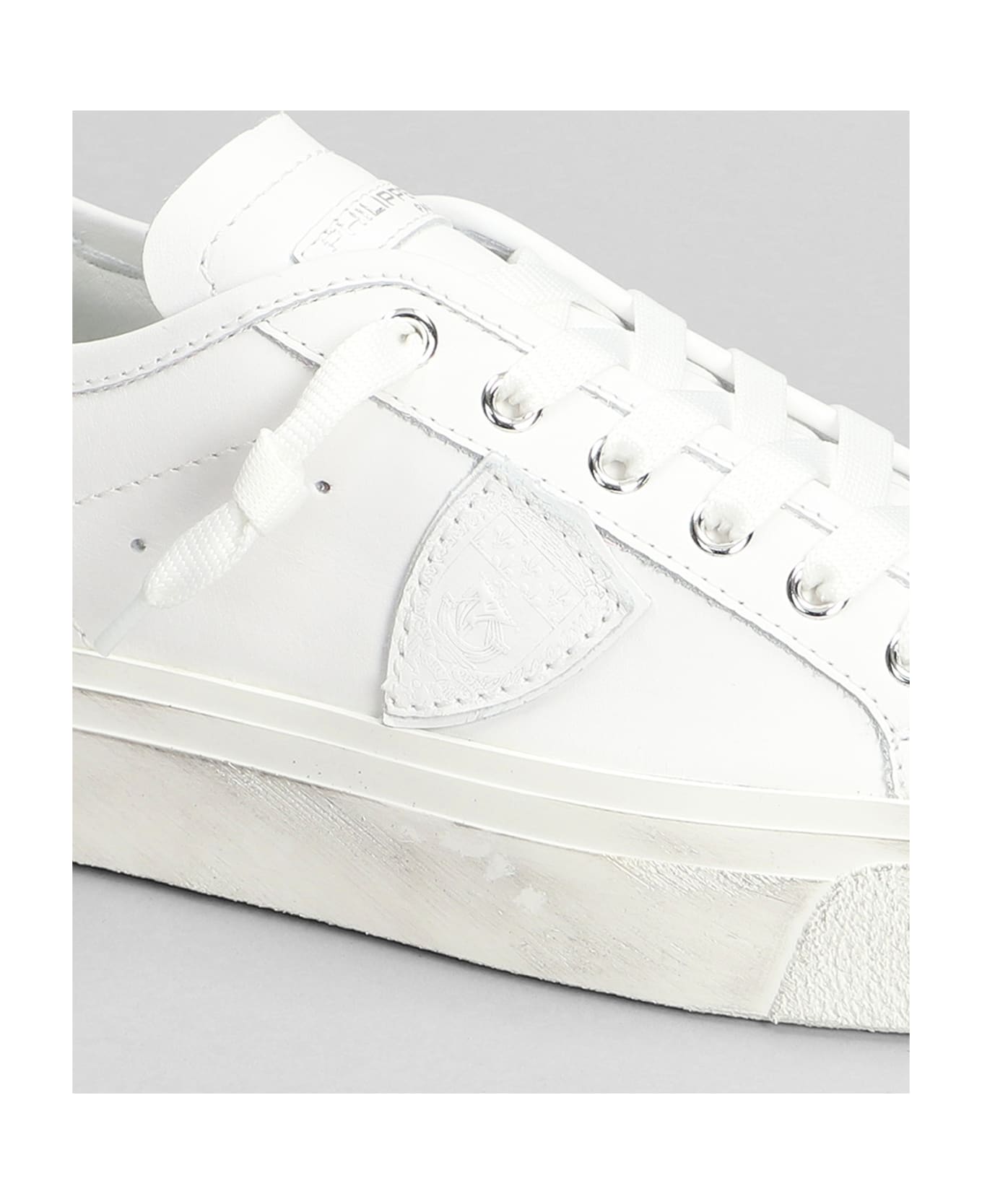 Philippe Model Paris Haute Low Sneakers In White Leather - white