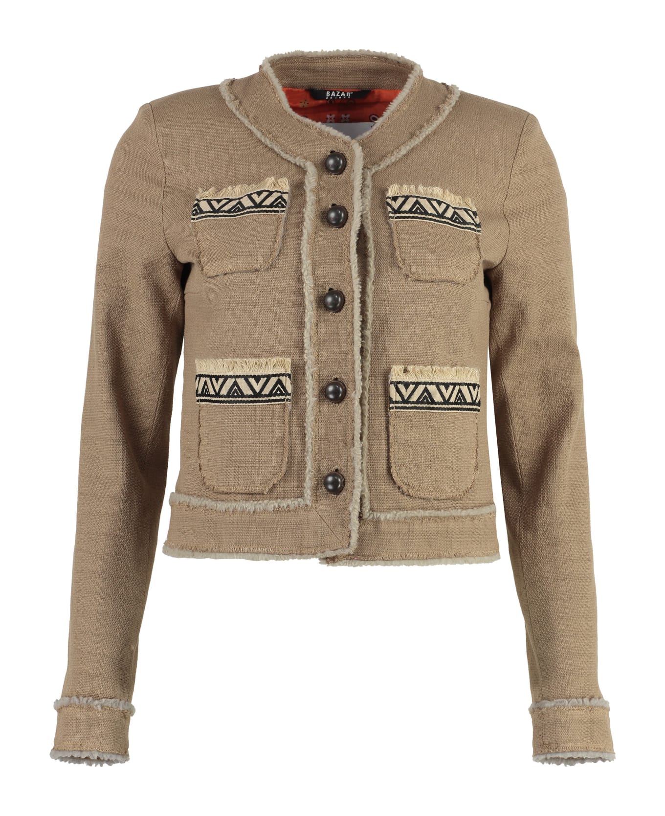 Bazar Deluxe Button-front Cotton Jacket - Beige