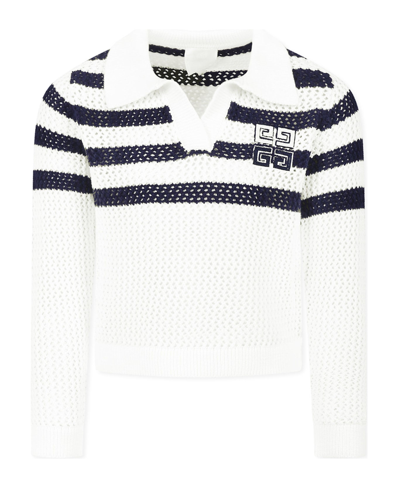 Givenchy White Sweater For Girl With 4g Motif - White