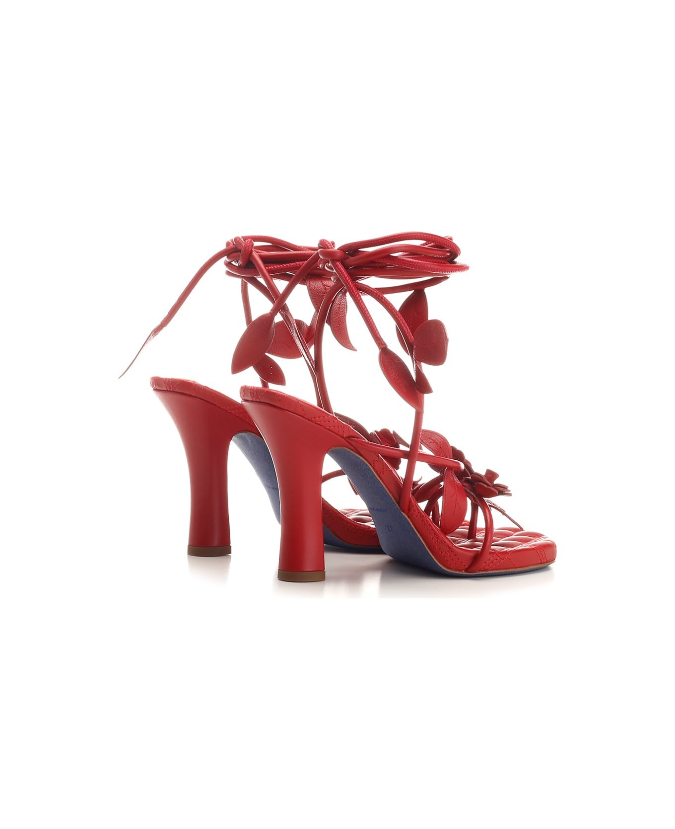 Burberry 'ivy Flora' Heeled Leather Sandals - RED