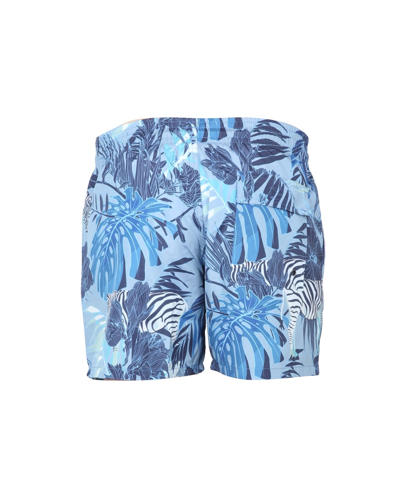 Etro Boxer Swimsuit With Maxi Floral Print - BLUE 水着