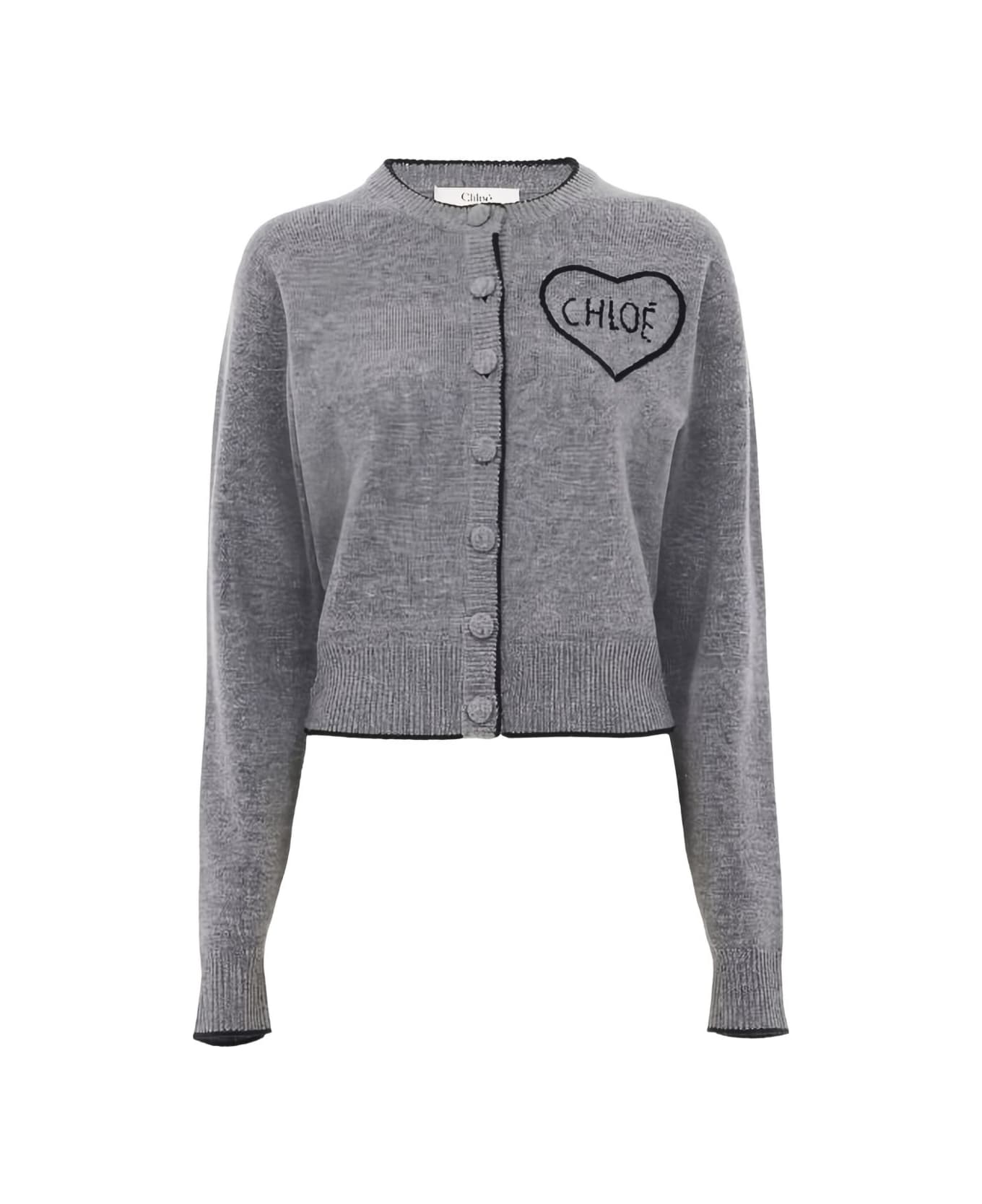 Chloé Logo Cashmere Cardigan - Grey