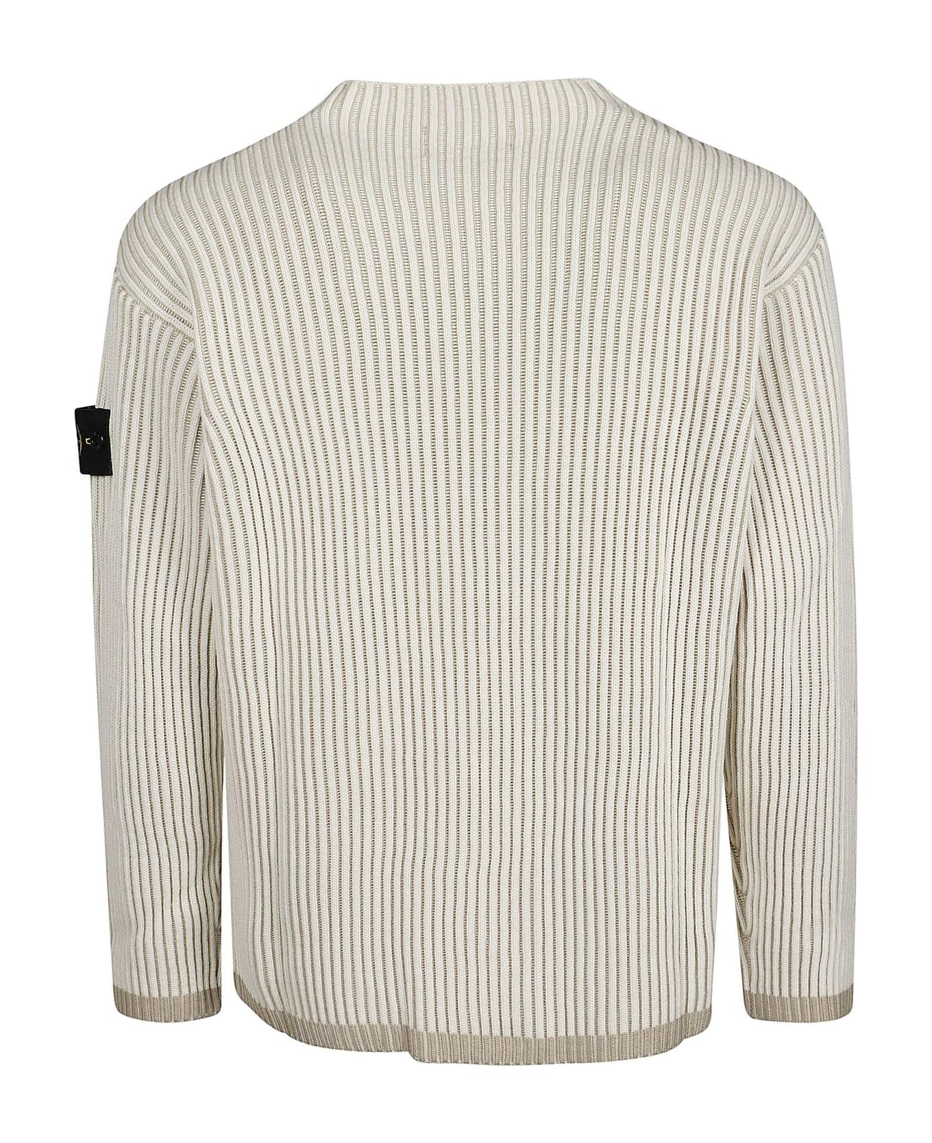 Stone Island Logo Patch Crewneck Jumper - Beige