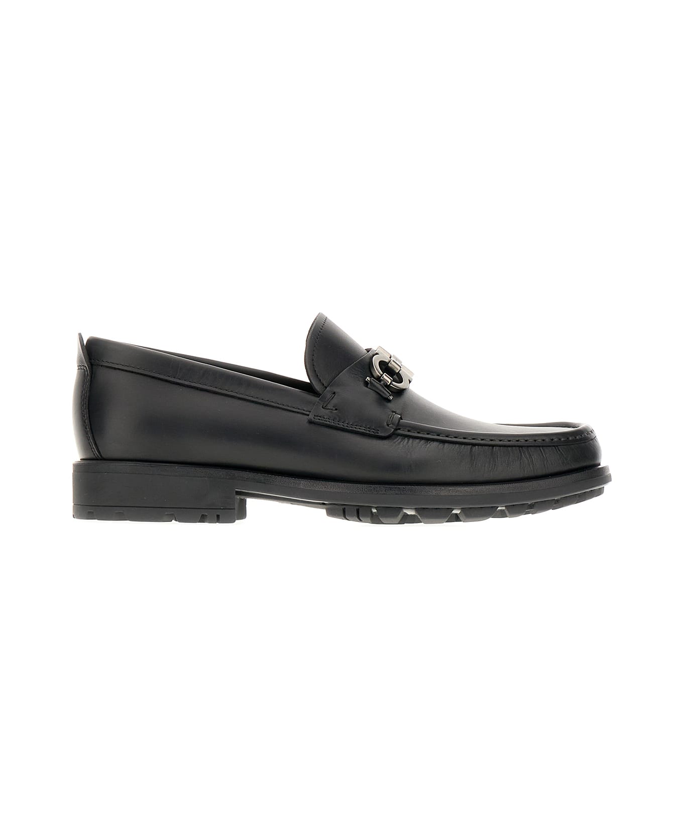 Ferragamo Black Leather Loafers - Nero