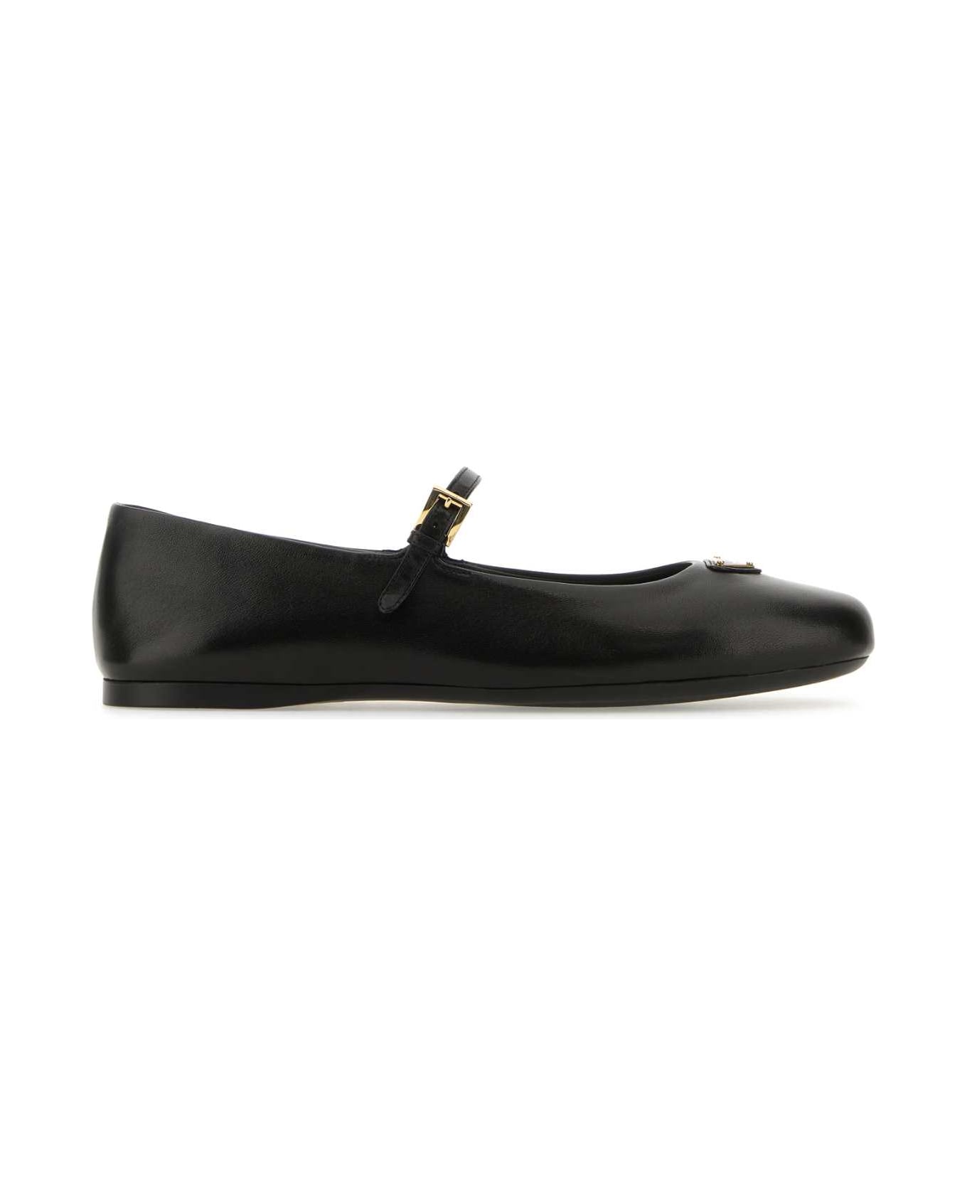 Prada Black Nappa Leather Ballerinas - NERO