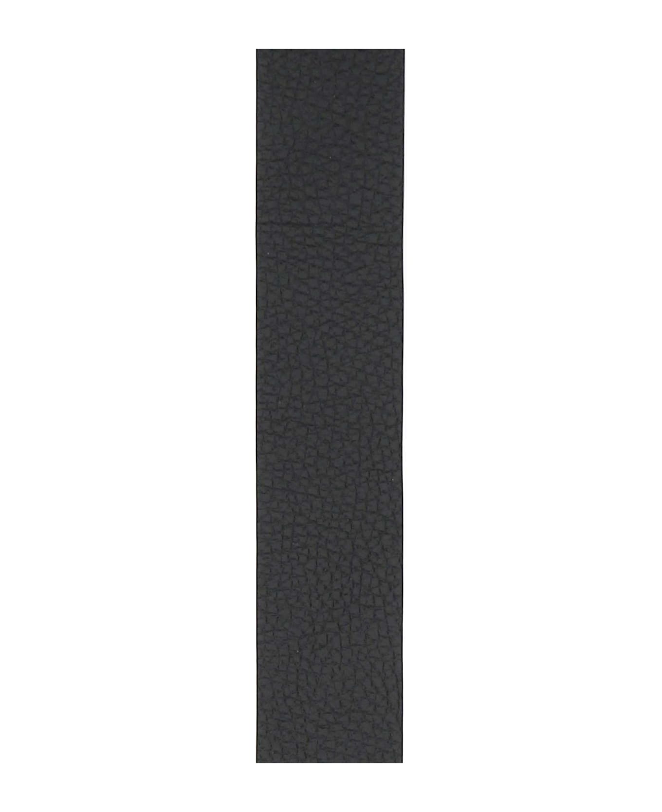Ferragamo Black Leather Reversible Belt - NEROHICKORY